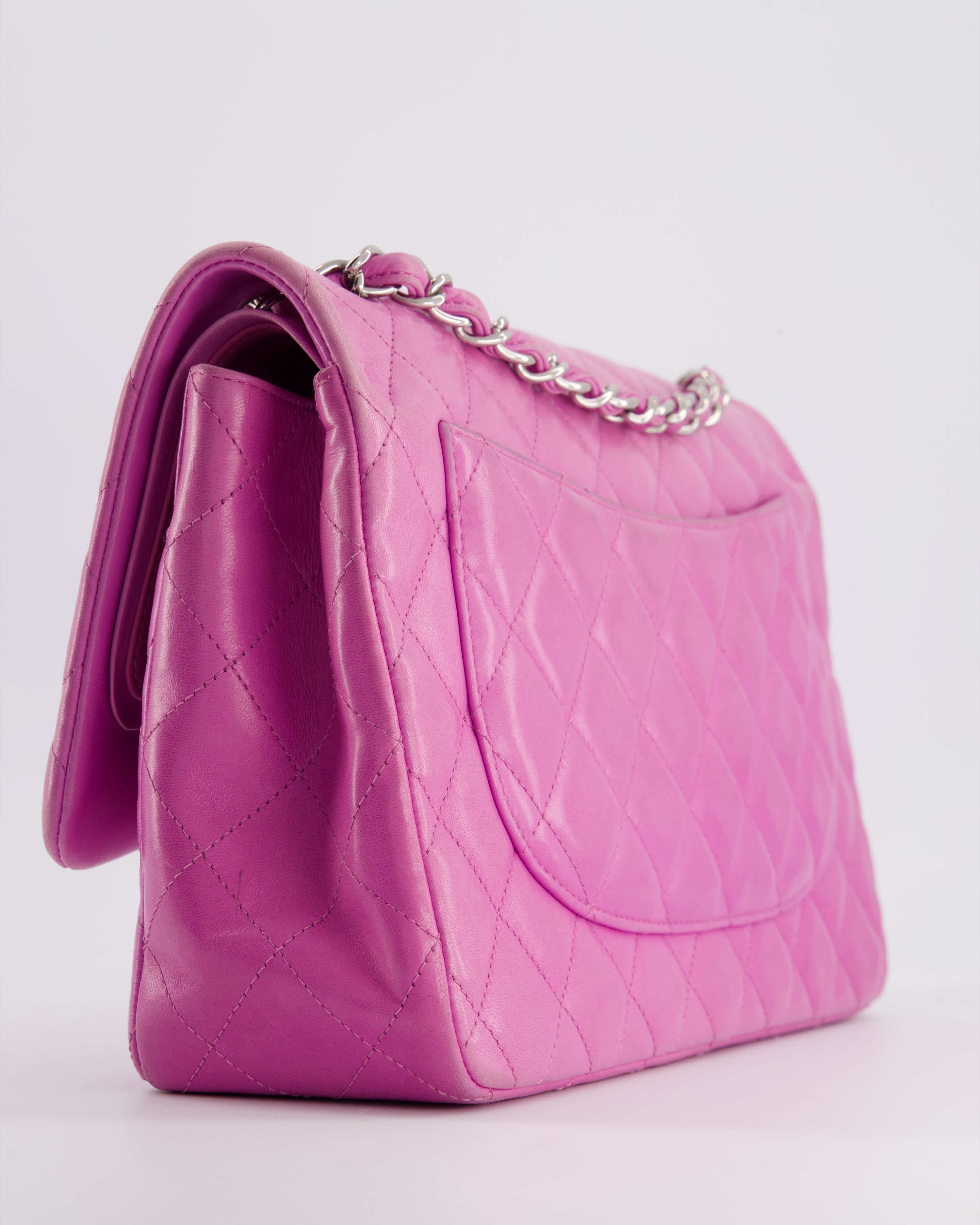 Chanel Lilac Classic Jumbo Double Flap Bag in Lambskin  with Silver Hardware