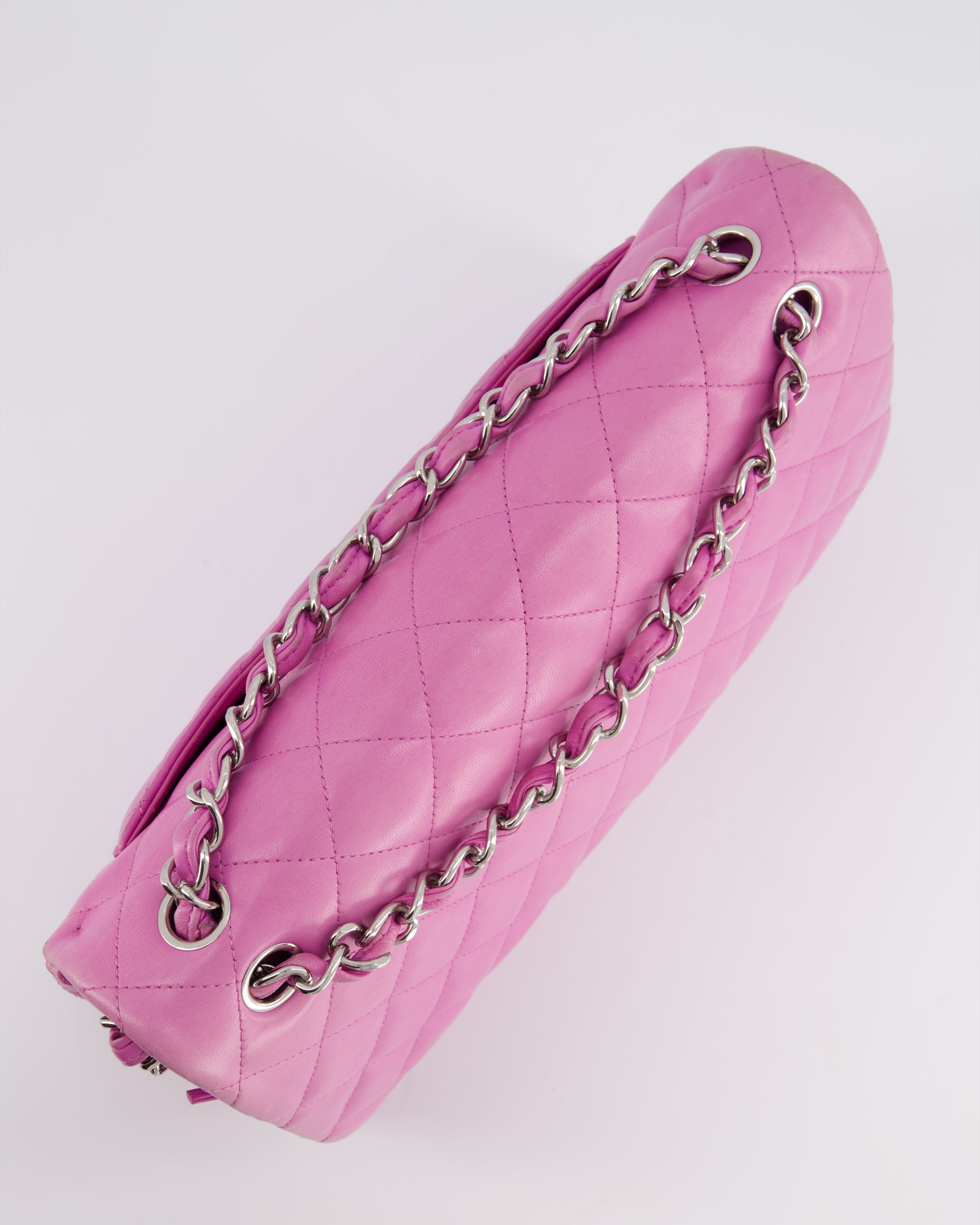 Chanel Lilac Classic Jumbo Double Flap Bag in Lambskin  with Silver Hardware