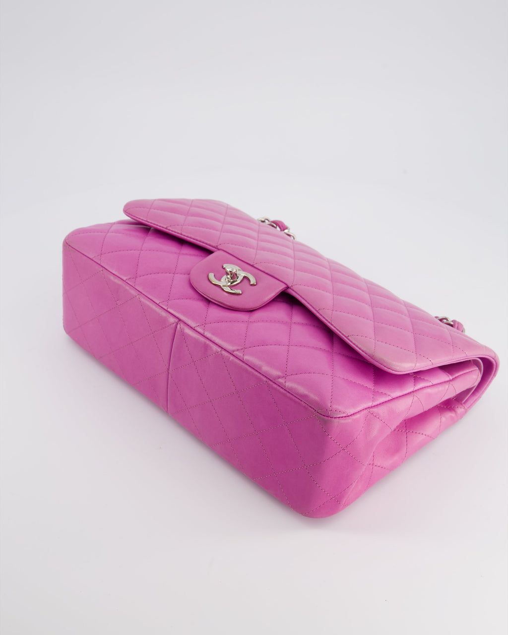 Chanel Lilac Classic Jumbo Double Flap Bag in Lambskin  with Silver Hardware