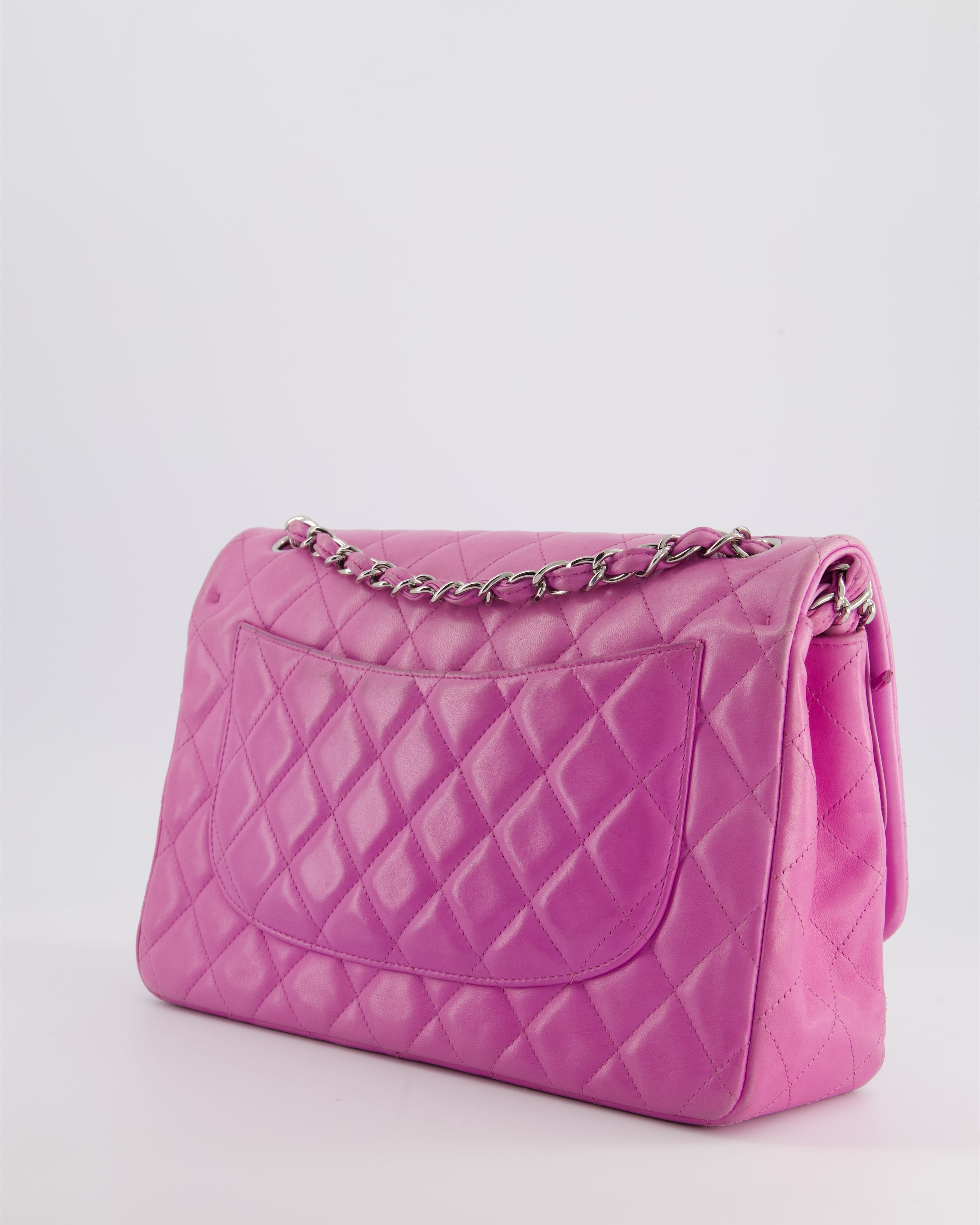 Chanel Lilac Classic Jumbo Double Flap Bag in Lambskin  with Silver Hardware