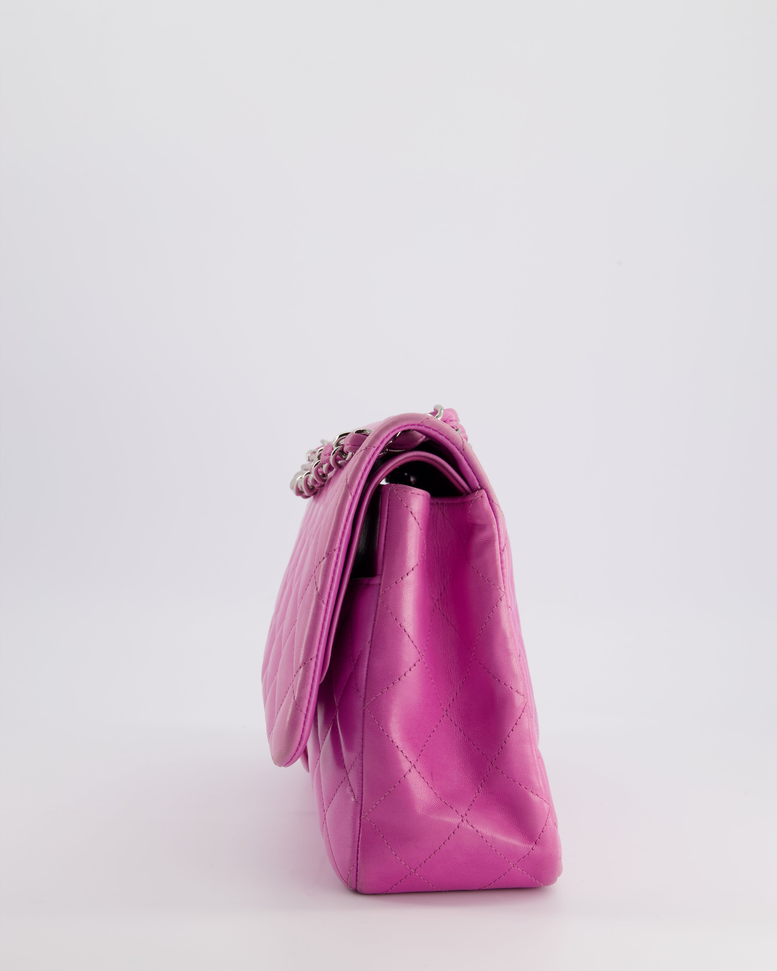 Chanel Lilac Classic Jumbo Double Flap Bag in Lambskin  with Silver Hardware