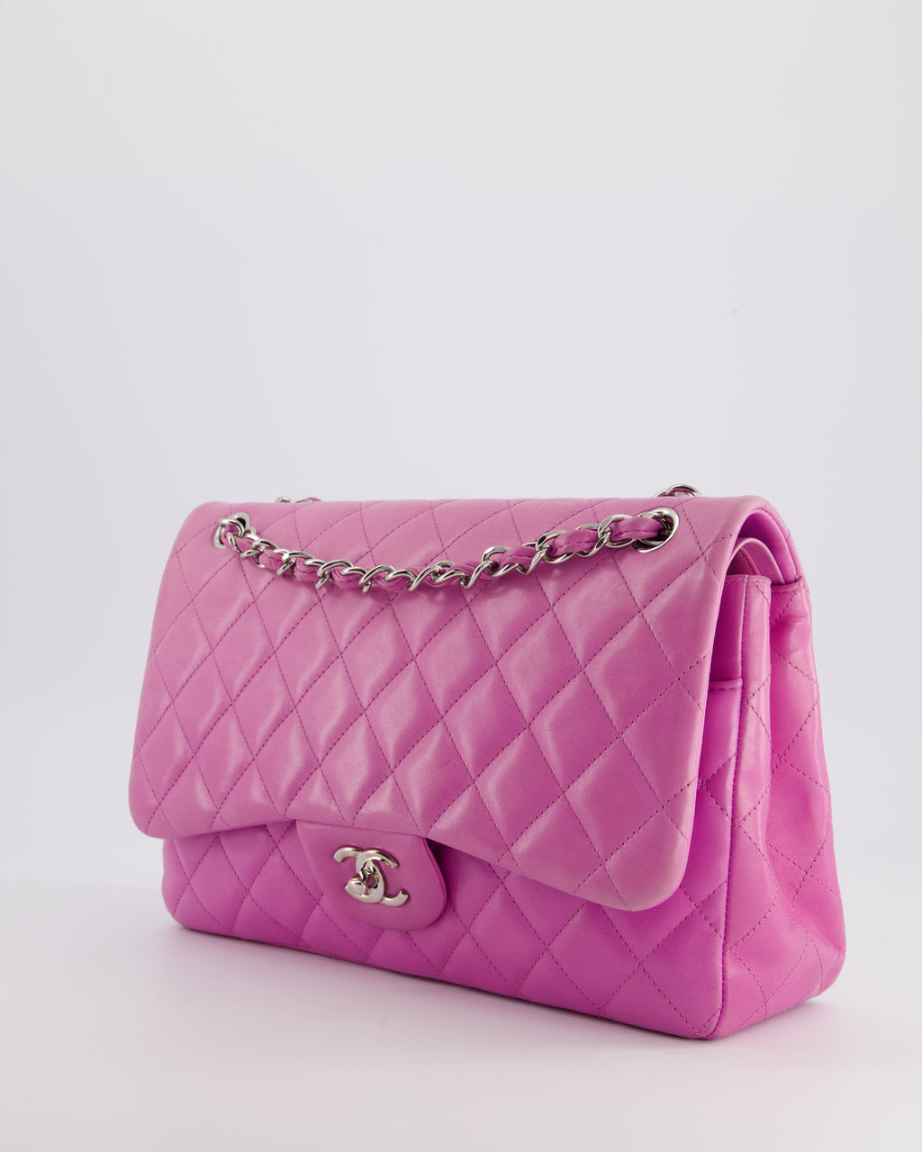 Chanel Lilac Classic Jumbo Double Flap Bag in Lambskin  with Silver Hardware