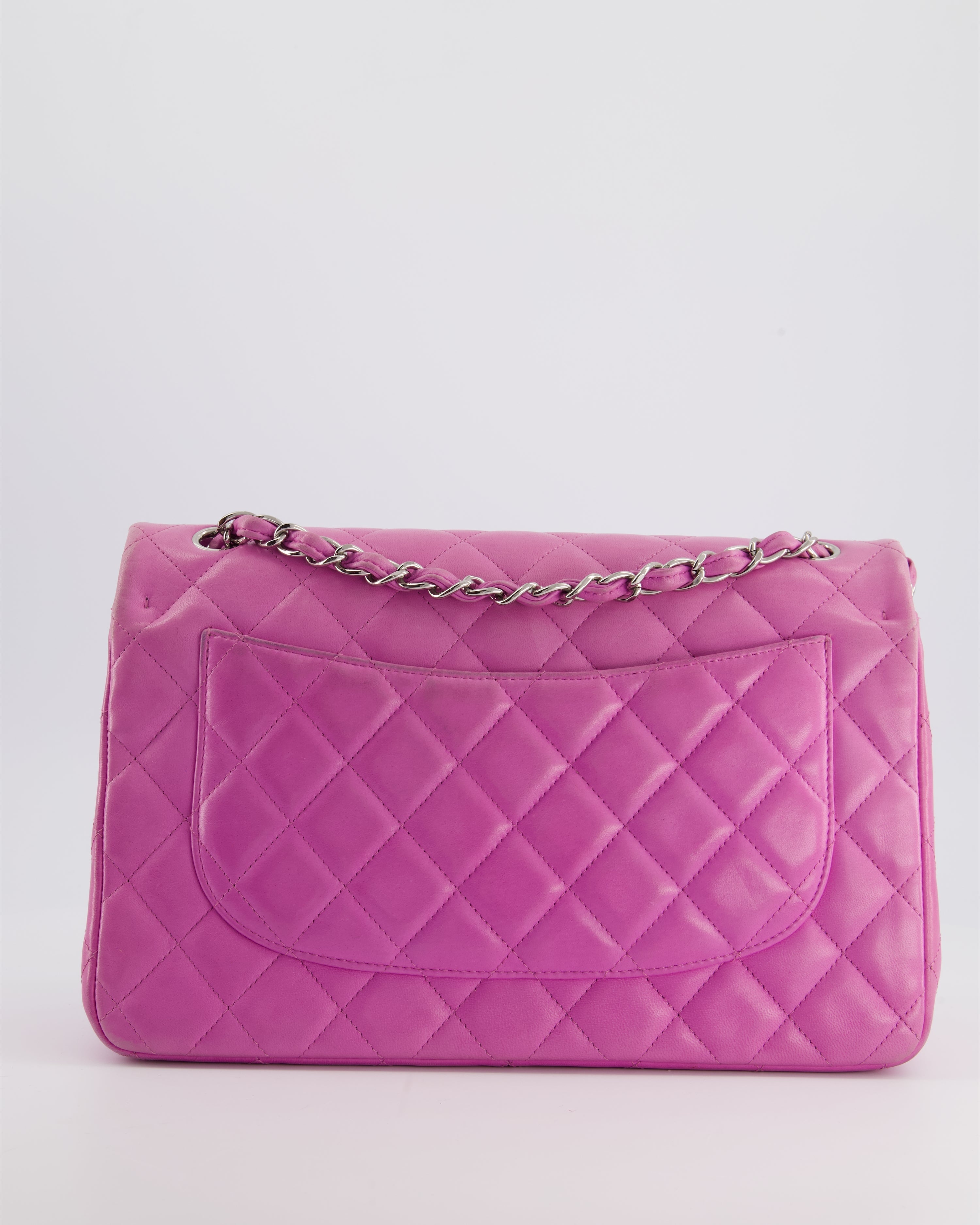 Chanel Lilac Classic Jumbo Double Flap Bag in Lambskin  with Silver Hardware