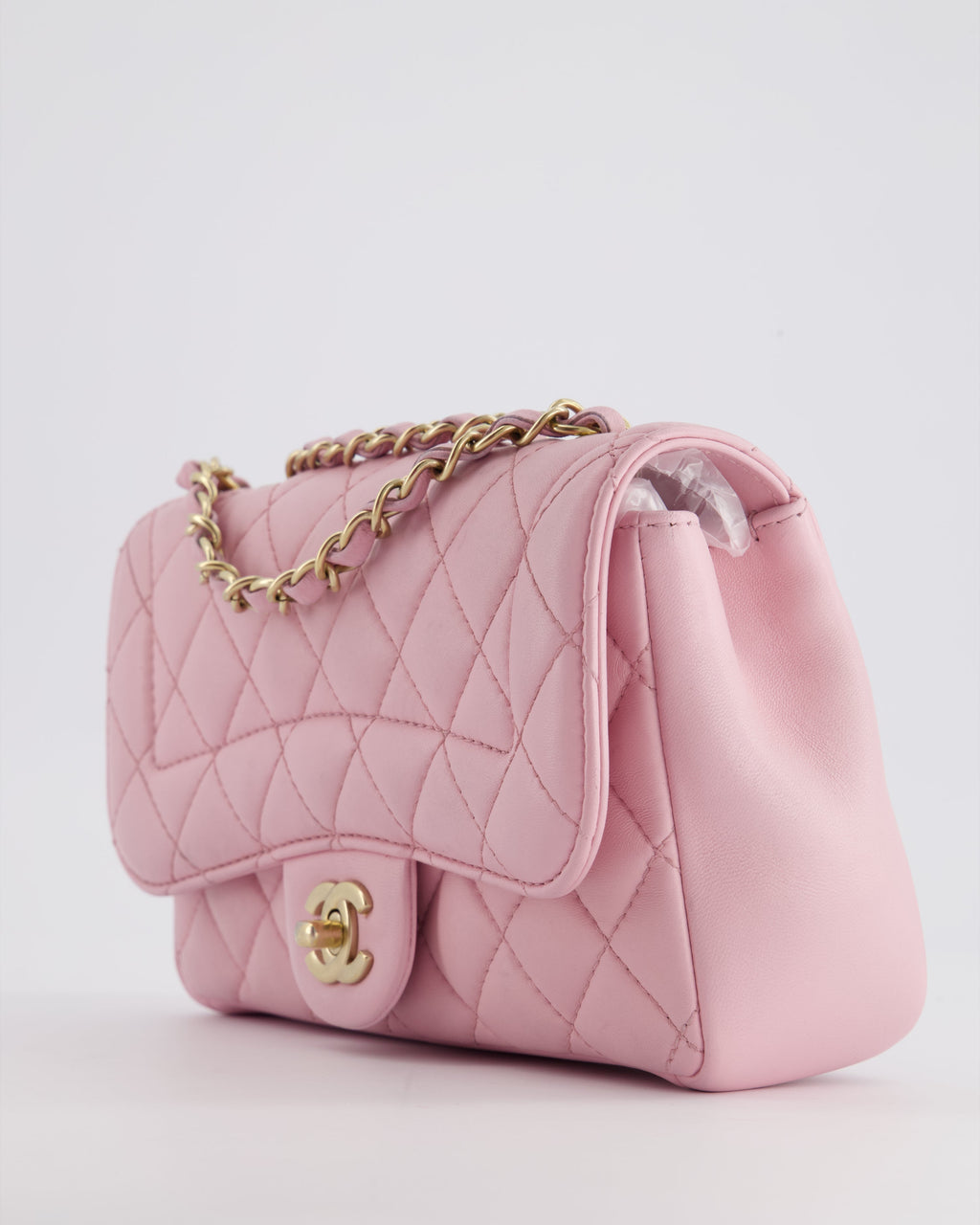 Chanel Pastel Pink 2015-26 Seasonal Small Single Flap Bag in Lambskin Leather with Brushed Gold Hardware