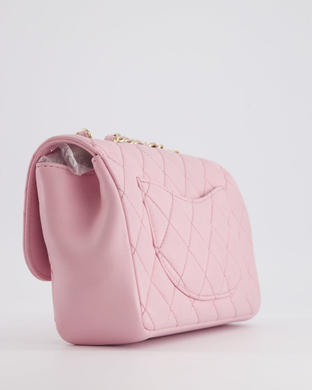 Chanel Pastel Pink 2015-26 Seasonal Small Single Flap Bag in Lambskin Leather with Brushed Gold Hardware