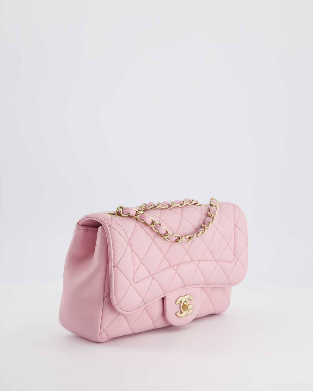 Chanel Pastel Pink 2015-26 Seasonal Small Single Flap Bag in Lambskin Leather with Brushed Gold Hardware