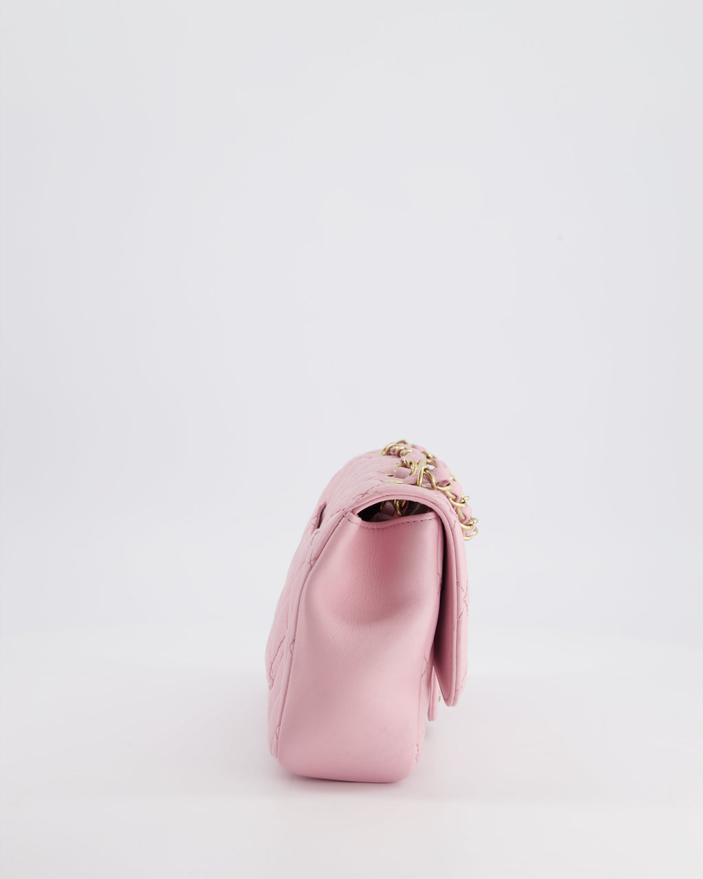 Chanel Pastel Pink 2015-26 Seasonal Small Single Flap Bag in Lambskin Leather with Brushed Gold Hardware