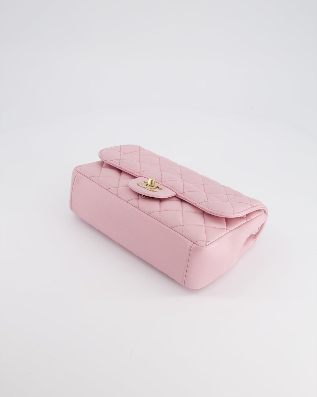 Chanel Pastel Pink 2015-26 Seasonal Small Single Flap Bag in Lambskin Leather with Brushed Gold Hardware