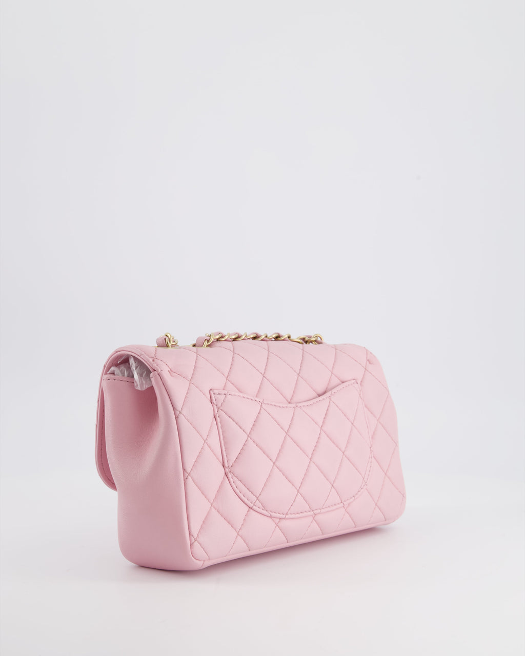 Chanel Pastel Pink 2015-26 Seasonal Small Single Flap Bag in Lambskin Leather with Brushed Gold Hardware