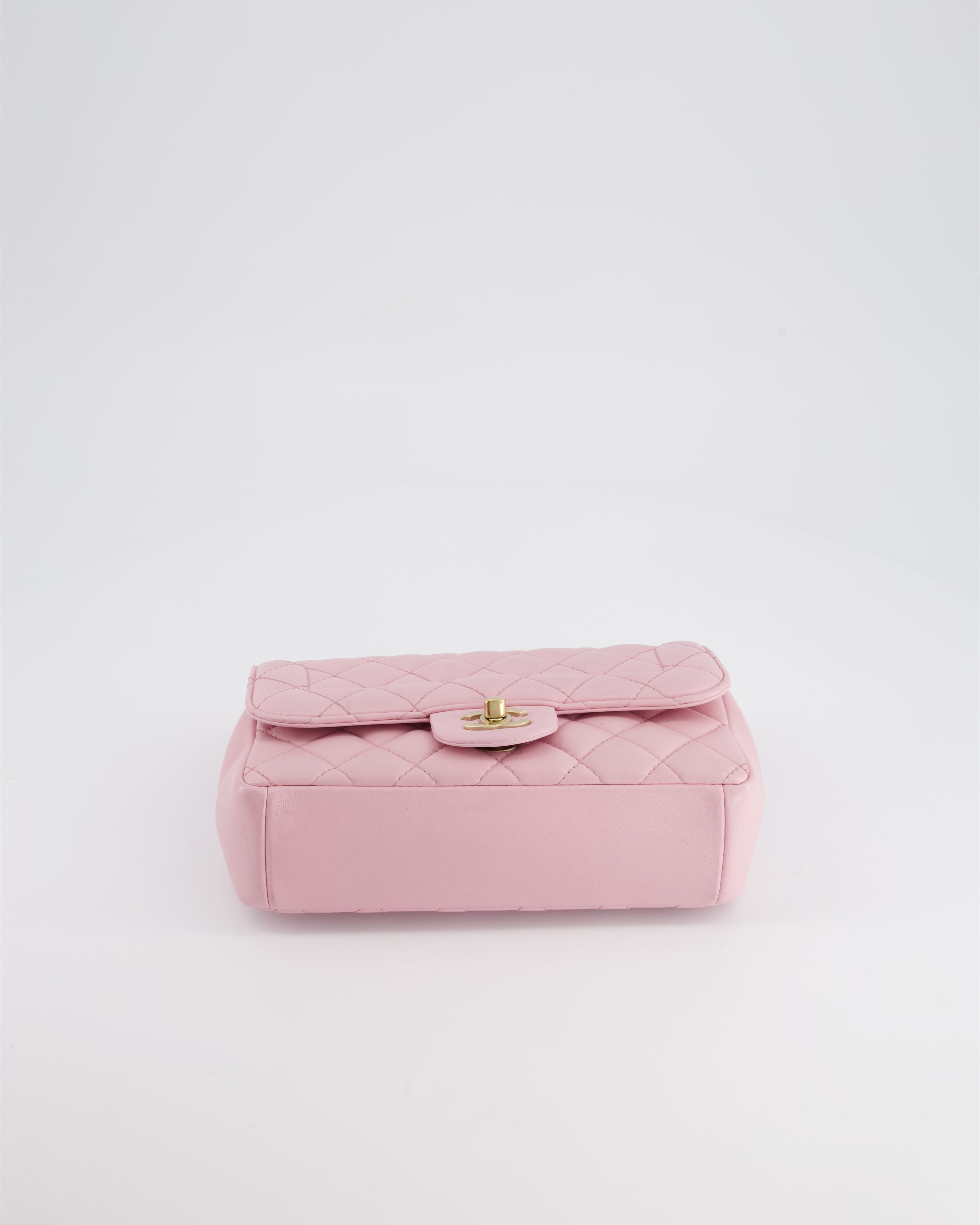 Chanel Pastel Pink 2015-26 Seasonal Small Single Flap Bag in Lambskin Leather with Brushed Gold Hardware