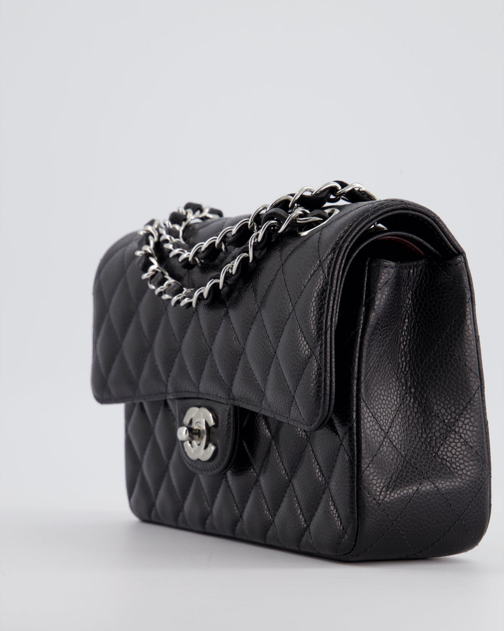 Chanel Black Small Classic Double Flap Bag in Caviar Leather with Silver Hardware RRP £8,180