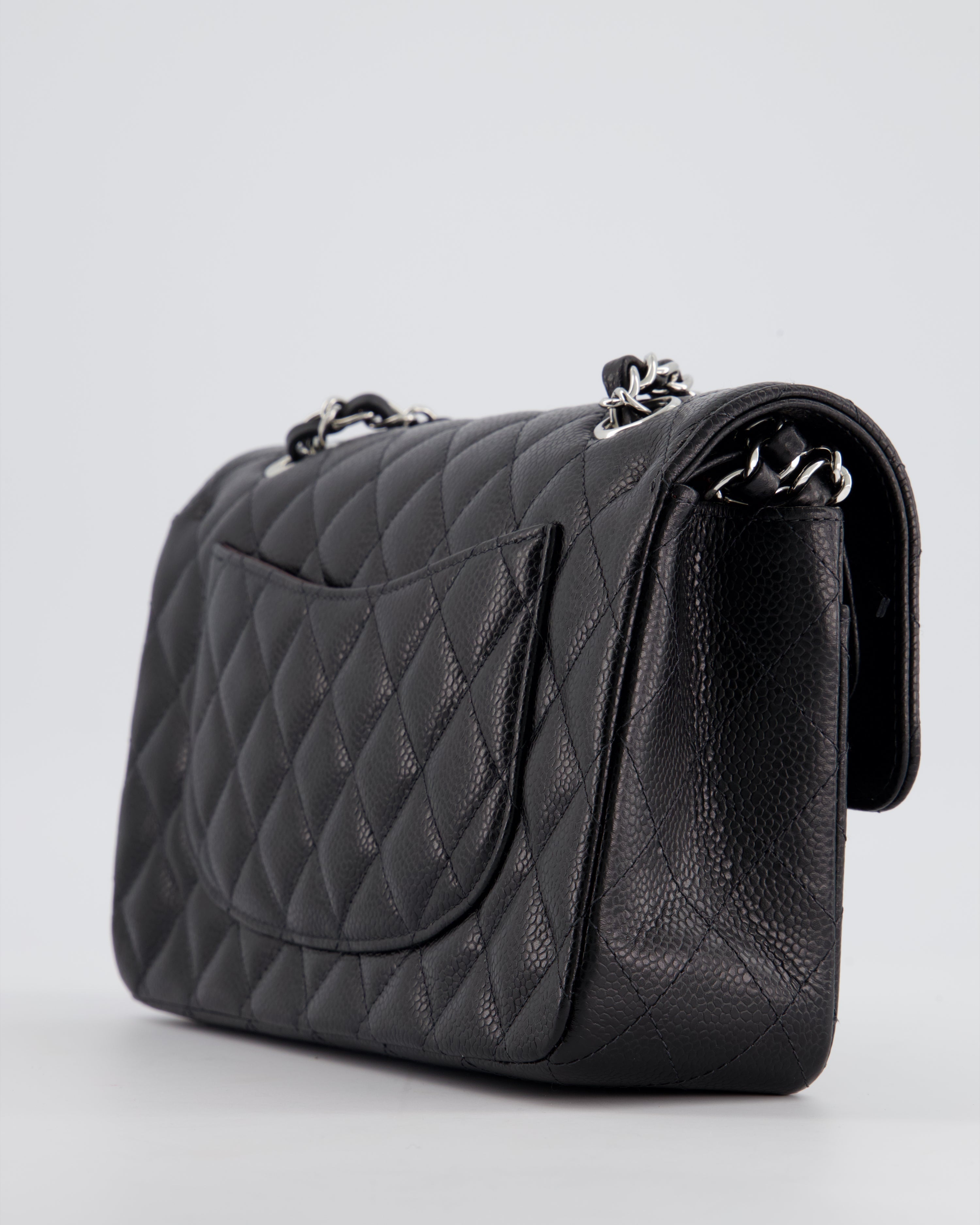 Chanel Black Small Classic Double Flap Bag in Caviar Leather with Silver Hardware RRP £8,180