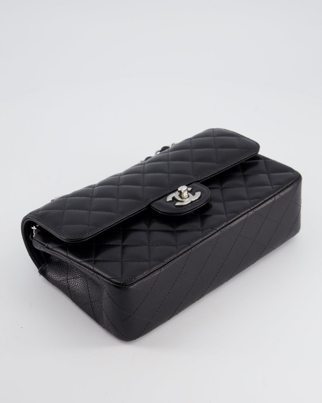 Chanel Black Small Classic Double Flap Bag in Caviar Leather with Silver Hardware RRP £8,180