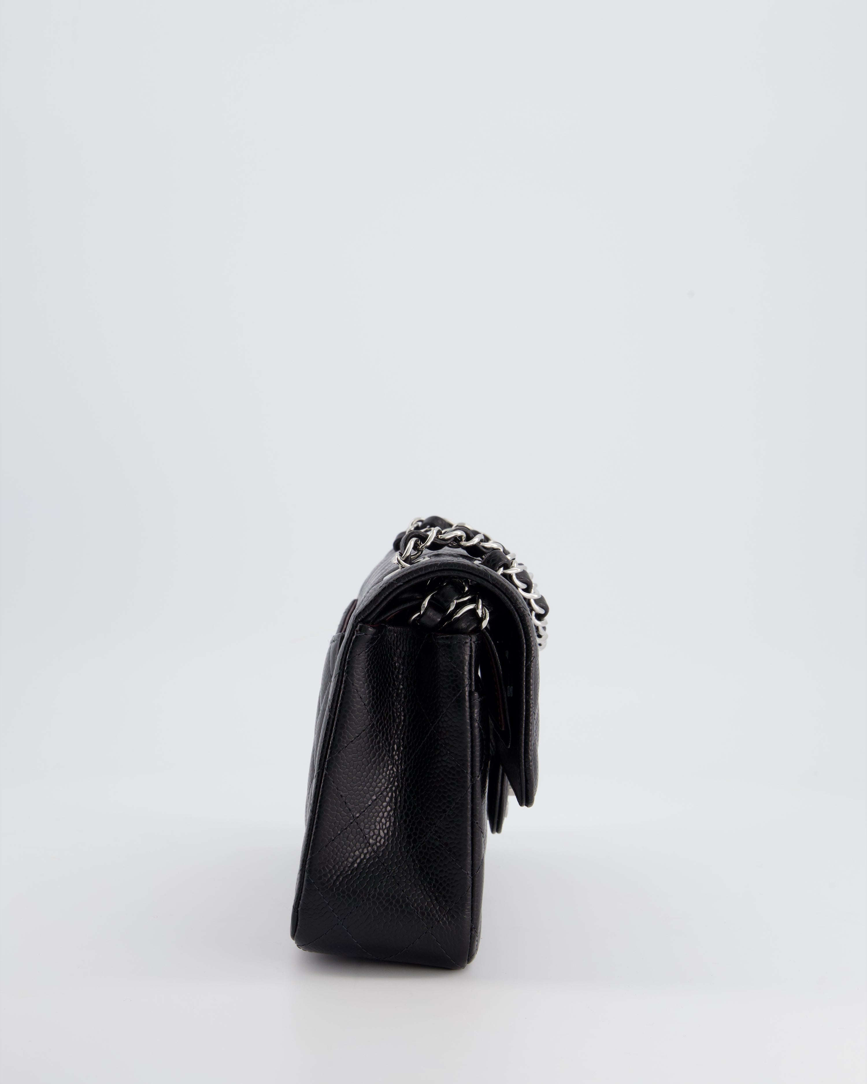 Chanel Black Small Classic Double Flap Bag in Caviar Leather with Silver Hardware RRP £8,180