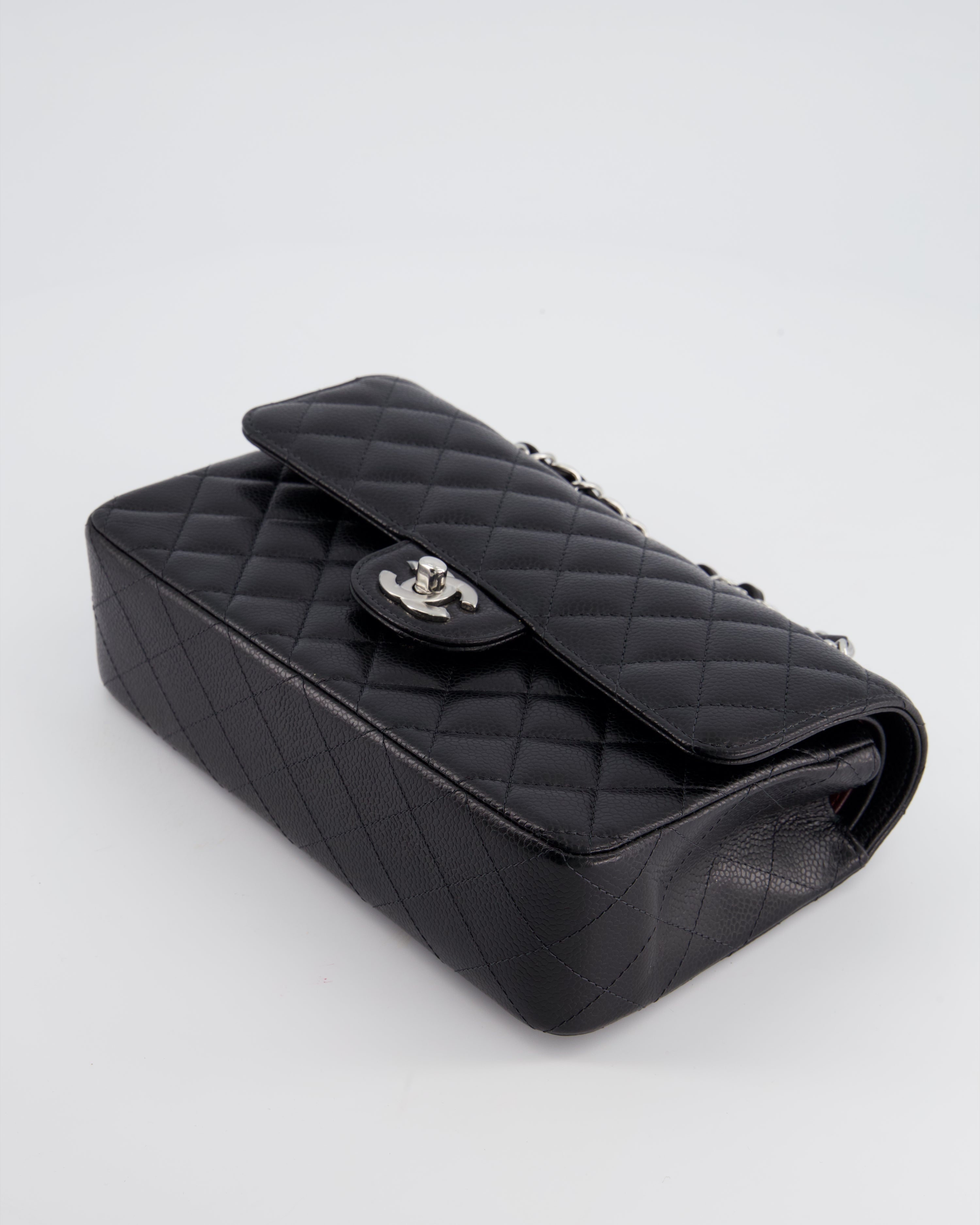 Chanel Black Small Classic Double Flap Bag in Caviar Leather with Silver Hardware RRP £8,180