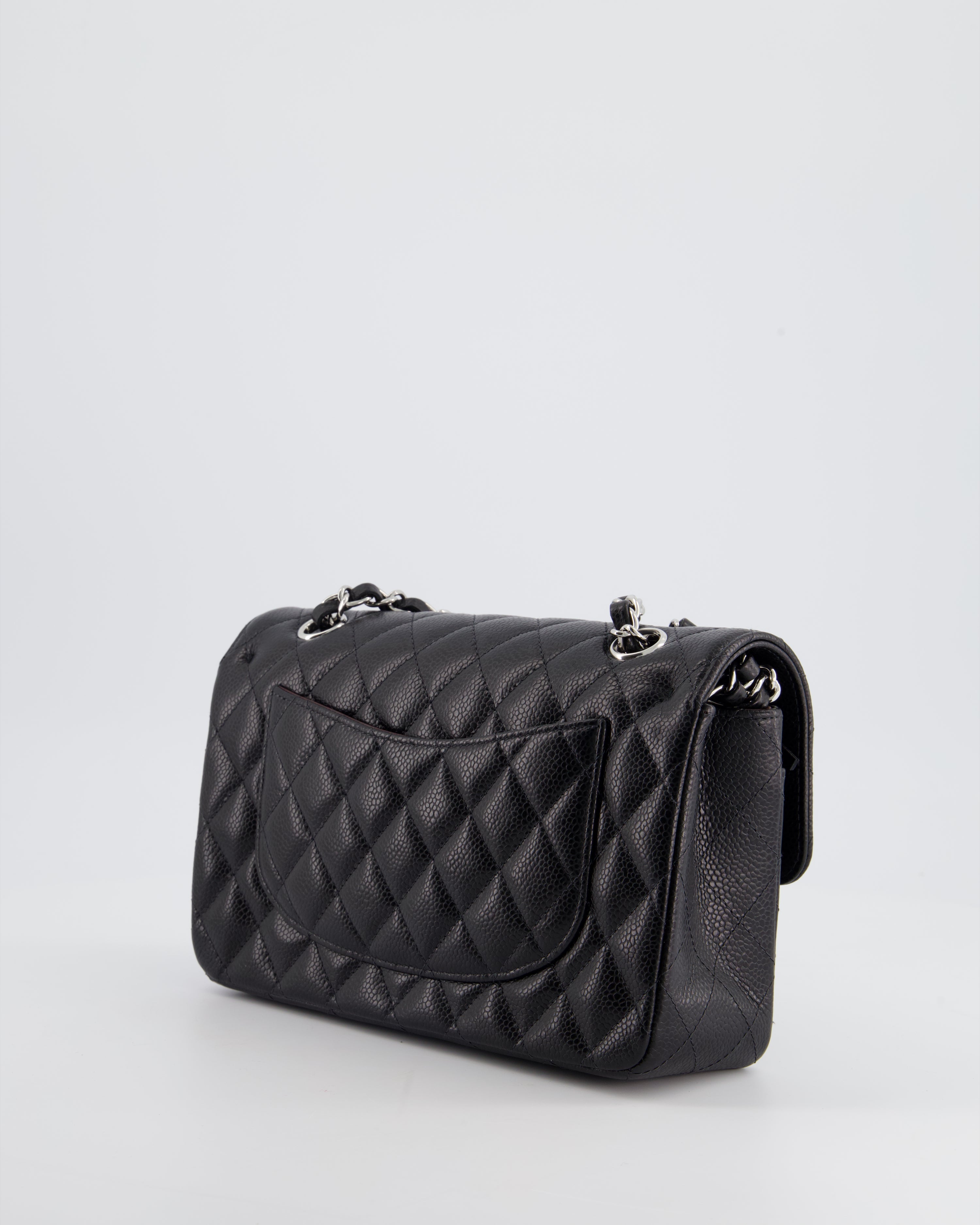 Chanel Black Small Classic Double Flap Bag in Caviar Leather with Silver Hardware RRP £8,180