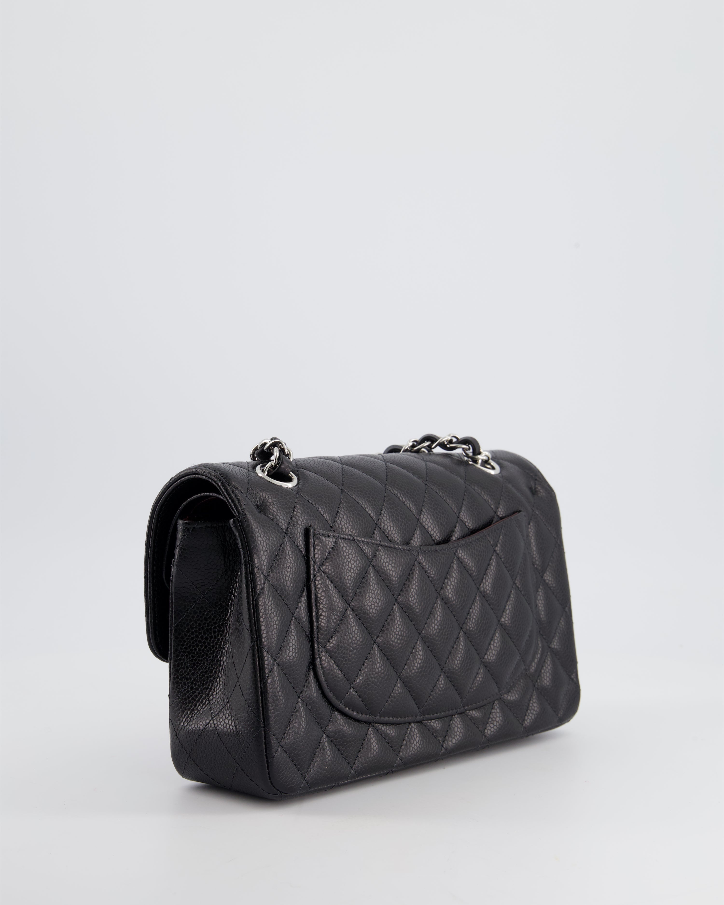 Chanel Black Small Classic Double Flap Bag in Caviar Leather with Silver Hardware RRP £8,180