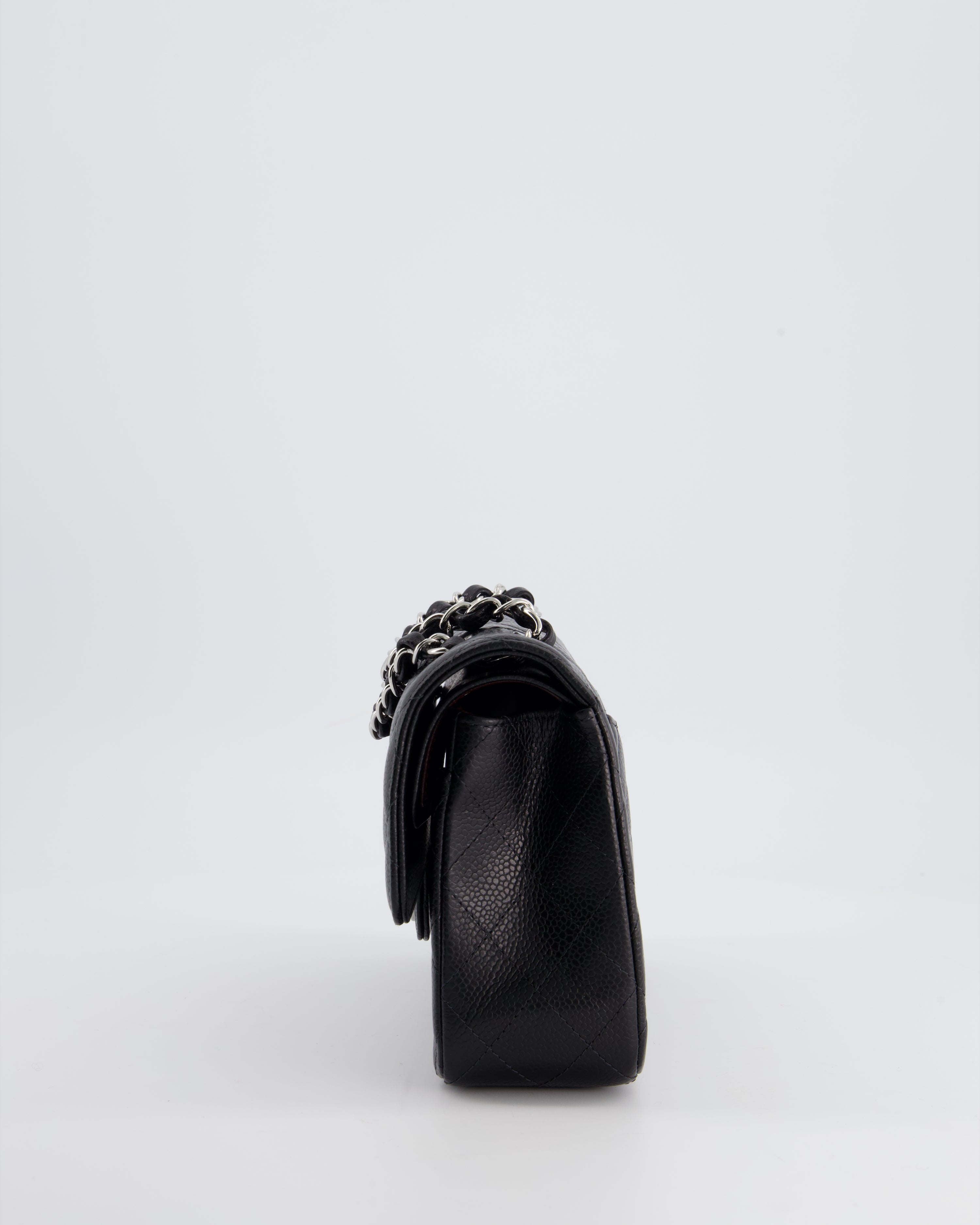 Chanel Black Small Classic Double Flap Bag in Caviar Leather with Silver Hardware RRP £8,180