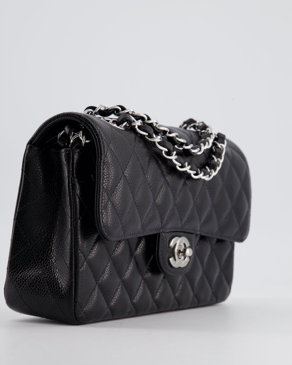 Chanel Black Small Classic Double Flap Bag in Caviar Leather with Silver Hardware RRP £8,180