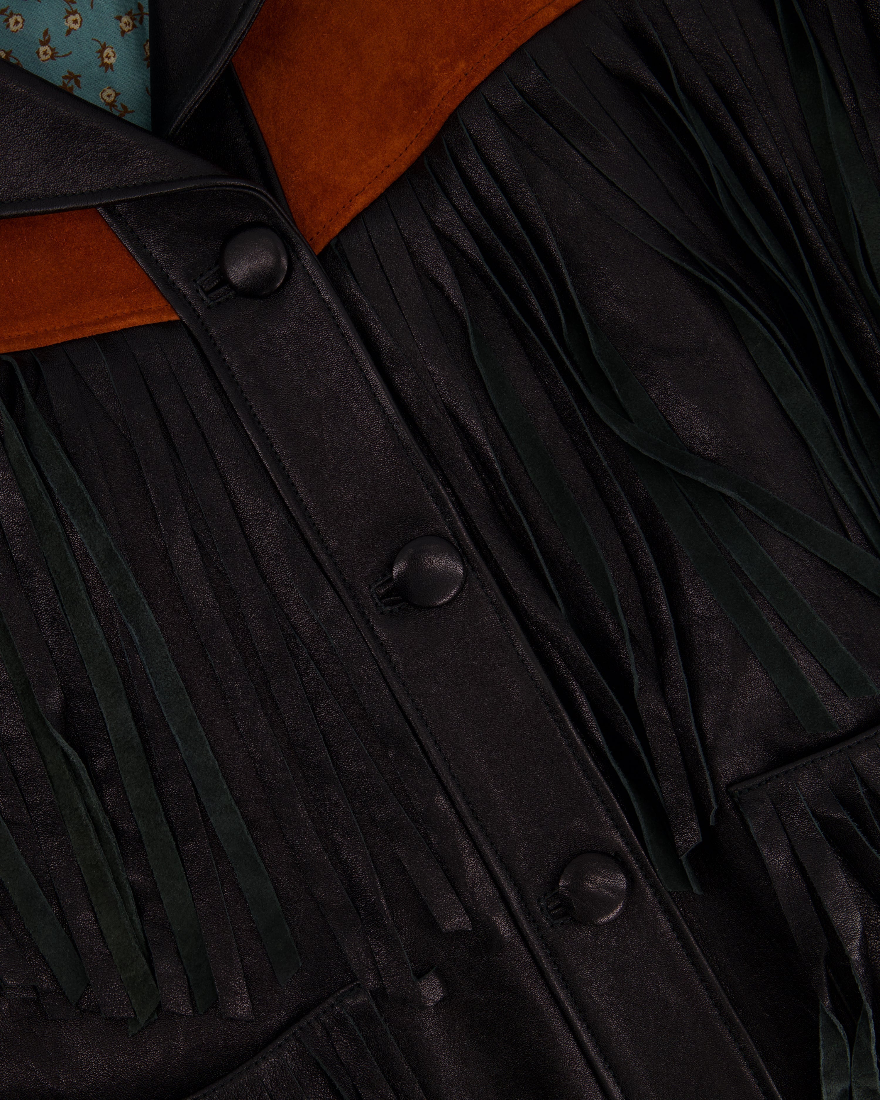 Gucci Black and Orange Leather Fringe and Studded Jacket in Size IT 36 (UK 4)
