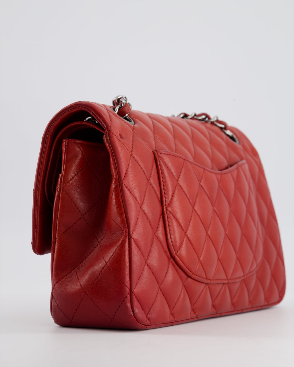 Chanel Red Medium Classic Double Flap Bag in Lambskin Leather with Gun Metal Silver Hardware RRP £8530