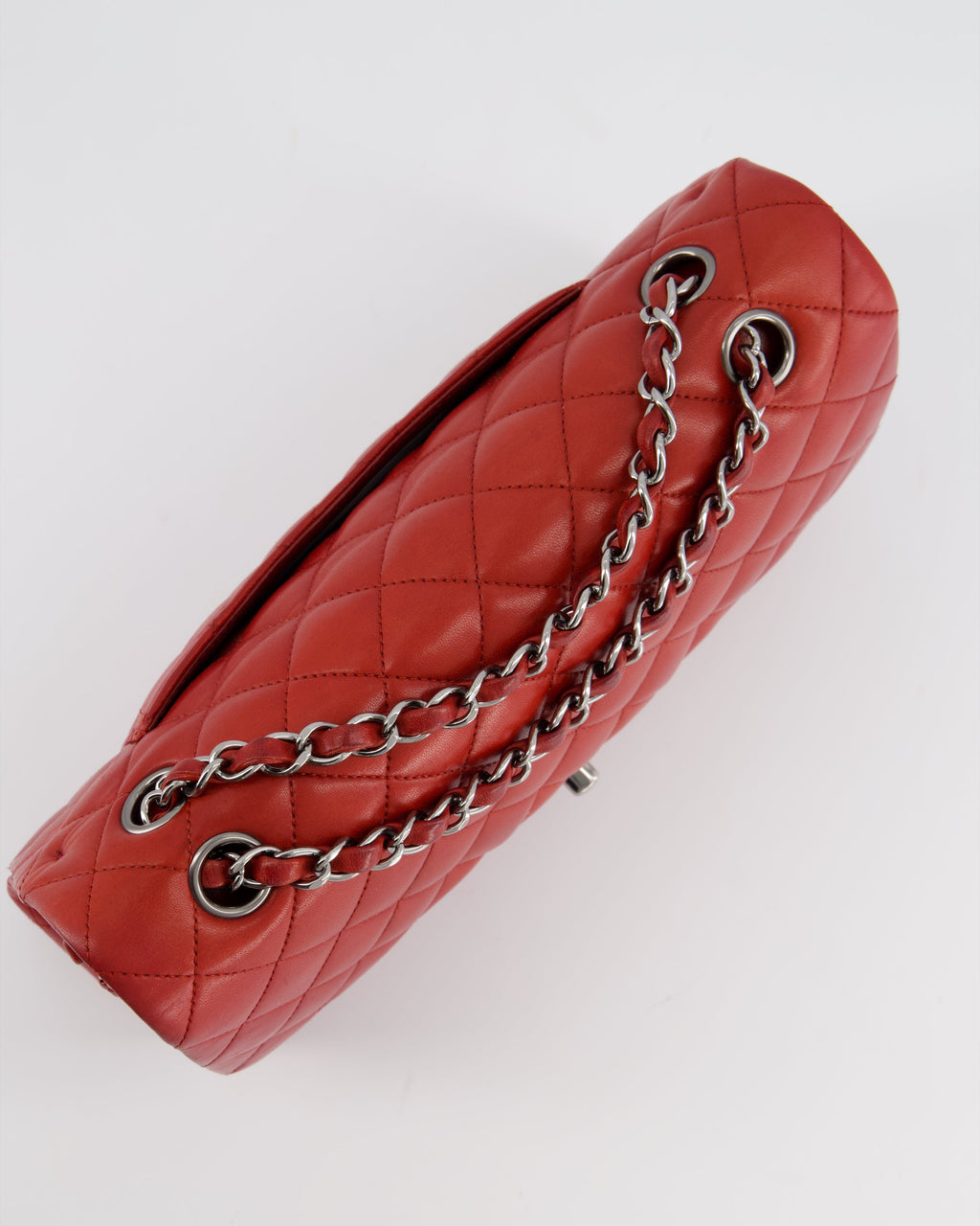 Chanel Red Medium Classic Double Flap Bag in Lambskin Leather with Gun Metal Silver Hardware RRP £8530