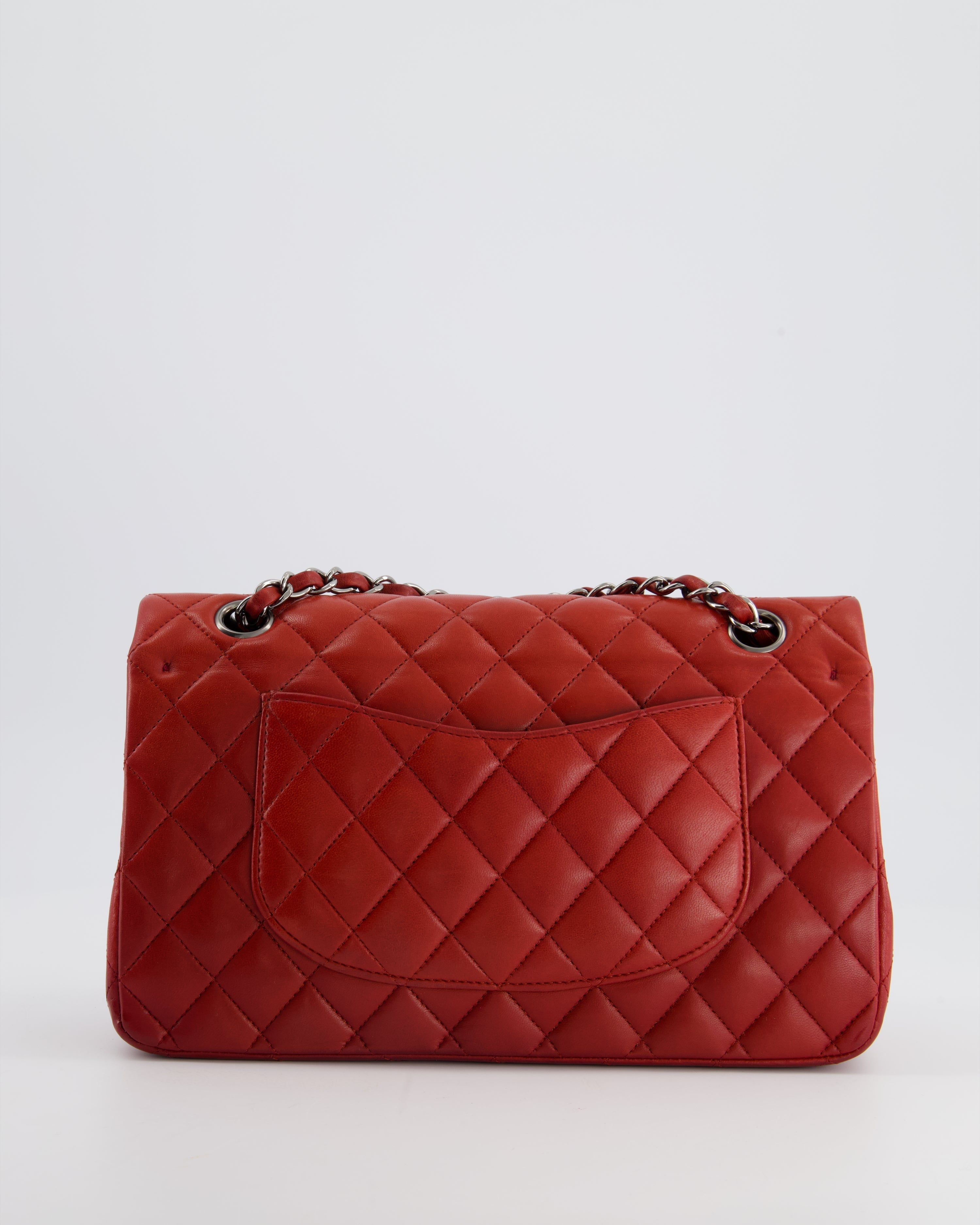 Chanel Red Medium Classic Double Flap Bag in Lambskin Leather with Gun Metal Silver Hardware RRP £8530