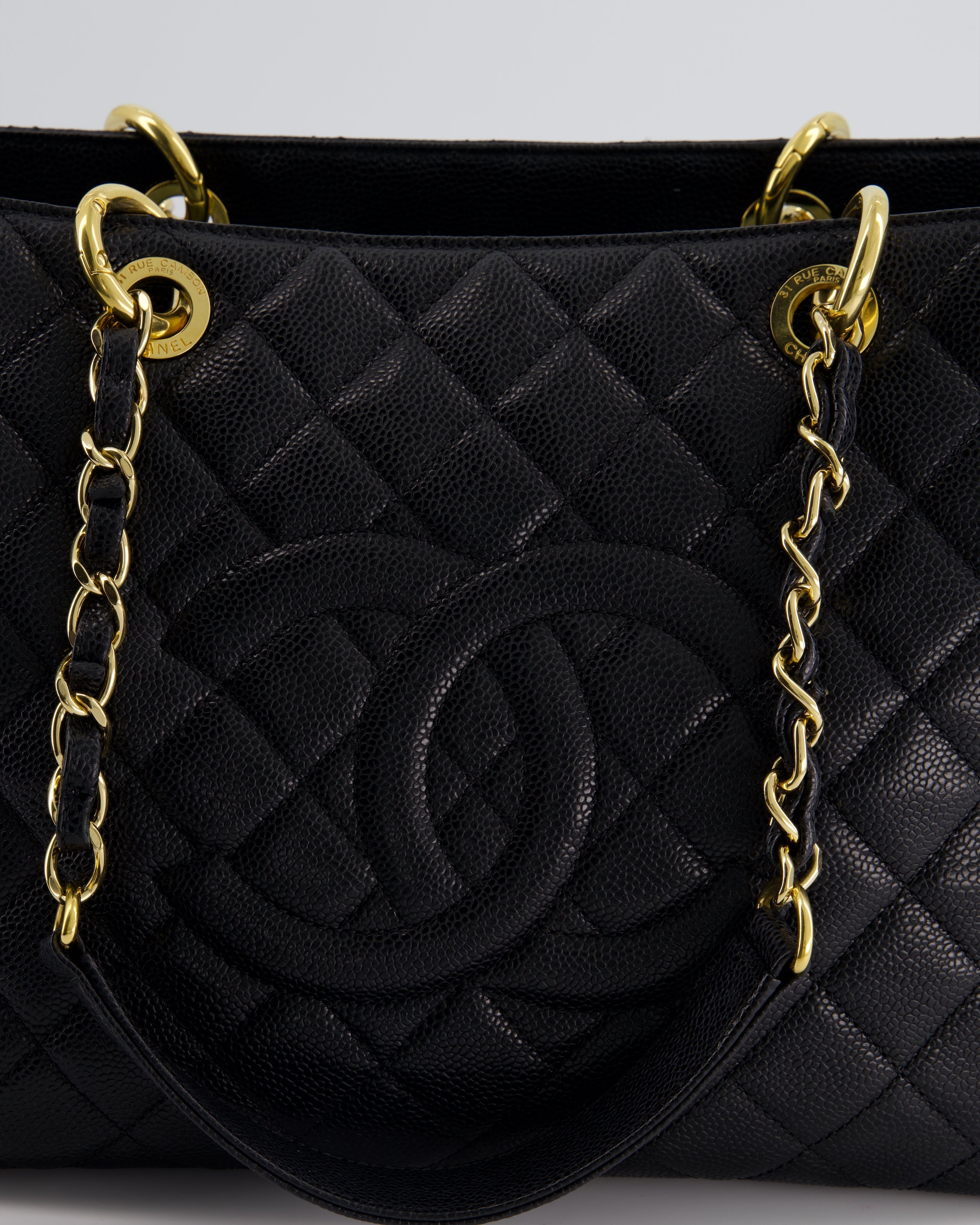 Chanel Black Caviar GST Tote Bag with Gold Hardware
