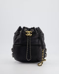 Chanel Black Mini Bucket Bag in Aged Calfskin Leather with Mixed Hardware