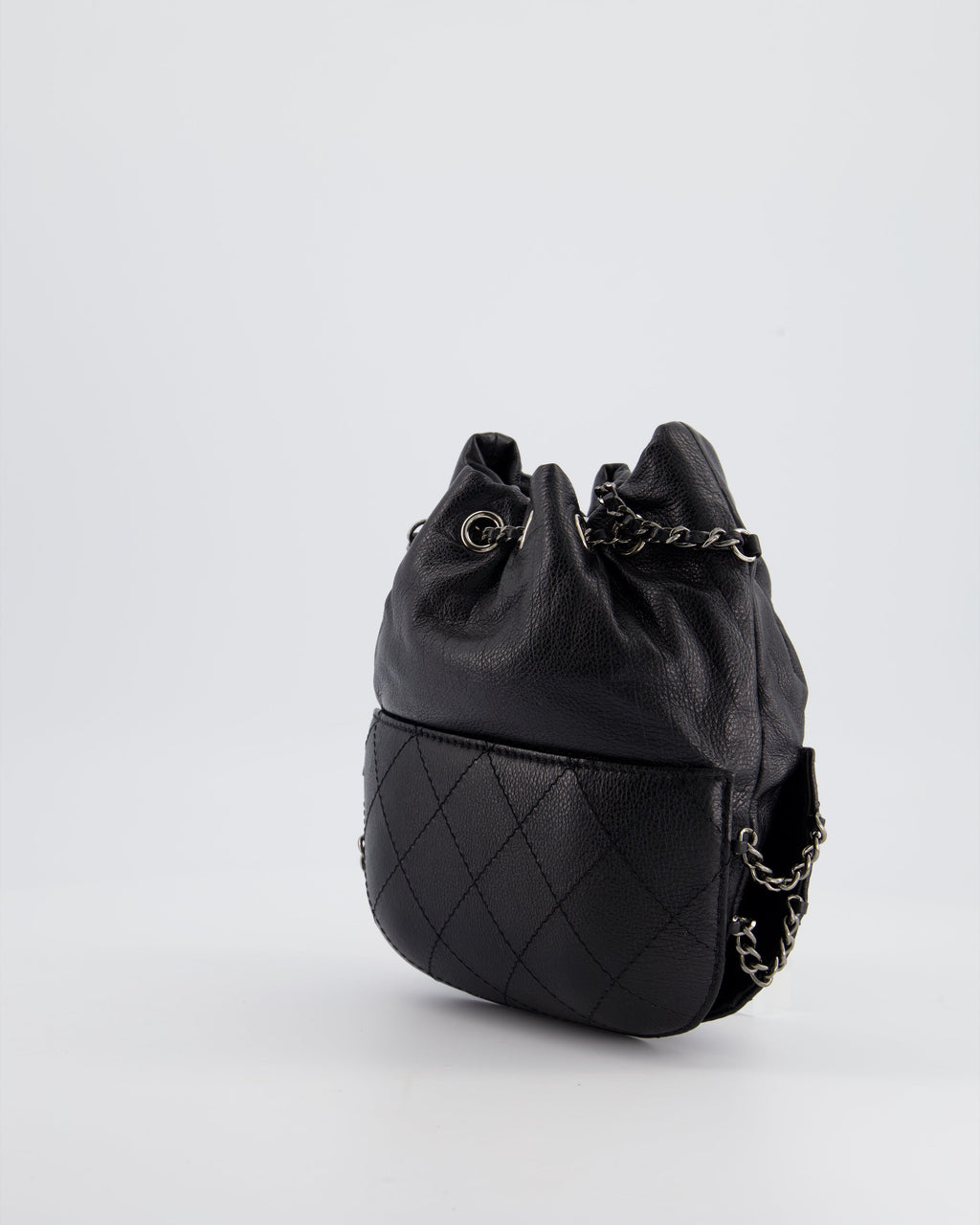 Chanel Black Mini Bucket Bag in Aged Calfskin Leather with Mixed Hardware