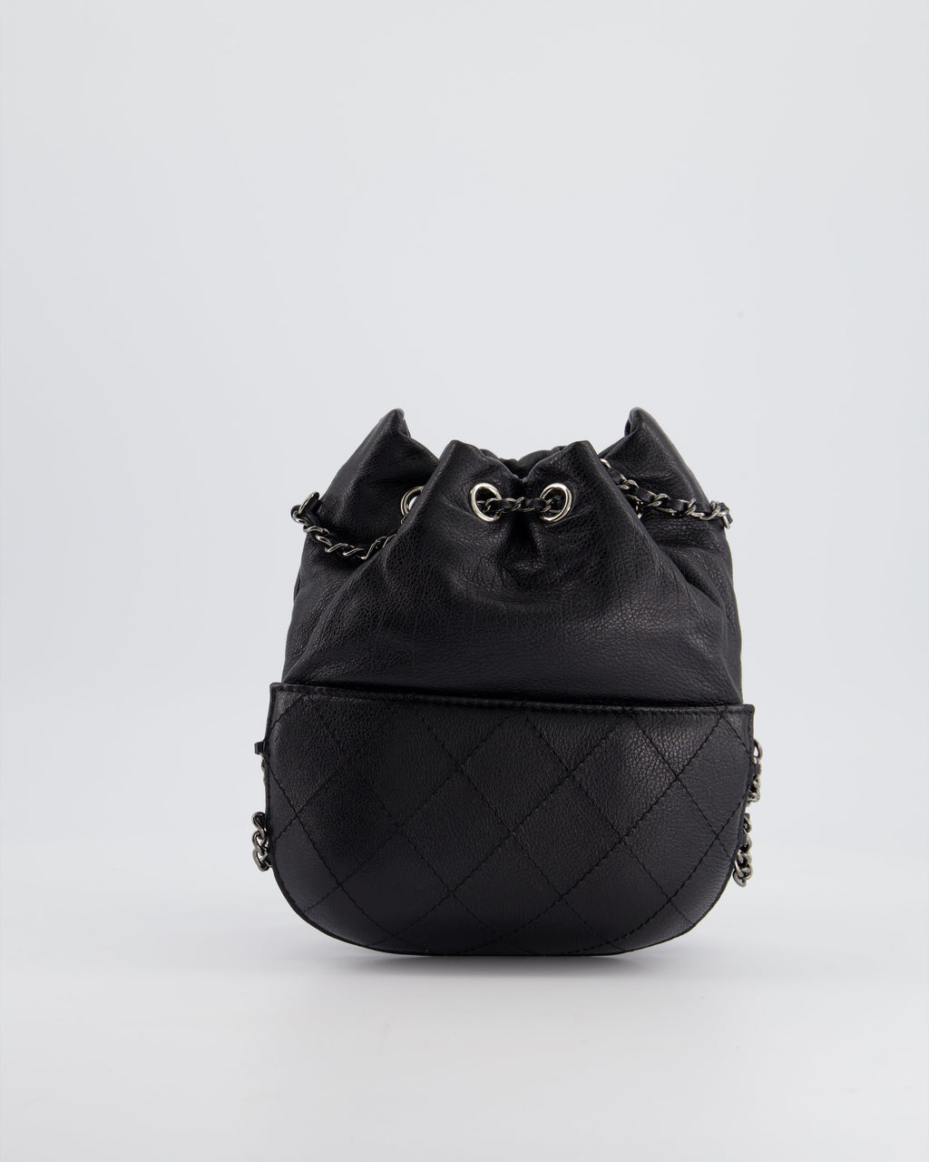 Chanel Black Mini Bucket Bag in Aged Calfskin Leather with Mixed Hardware
