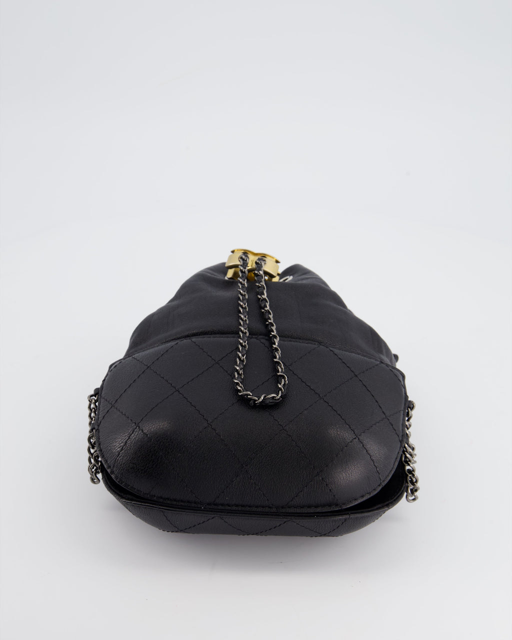 Chanel Black Mini Bucket Bag in Aged Calfskin Leather with Mixed Hardware
