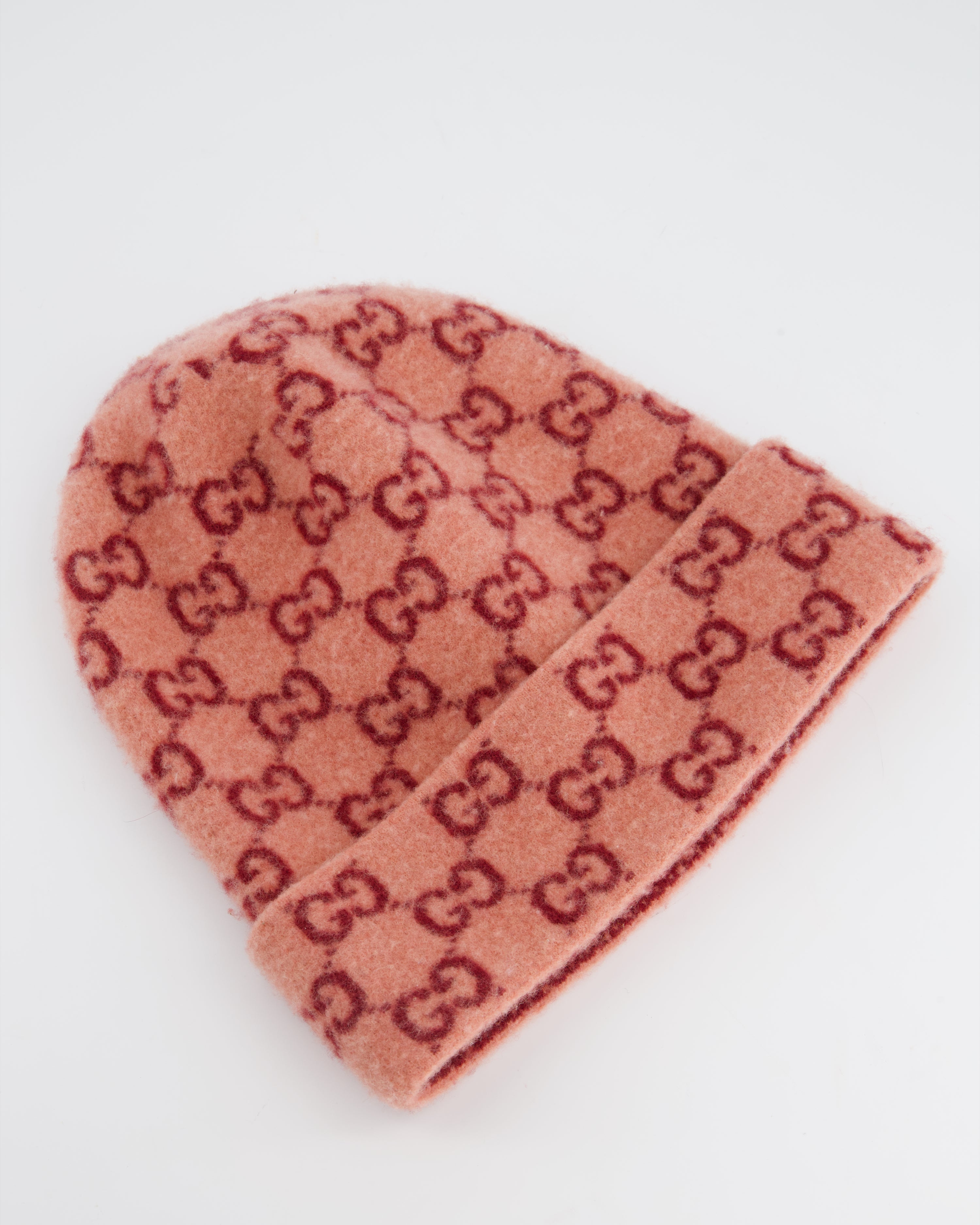 Gucci Pink GG Wool Beanie Hat Size M