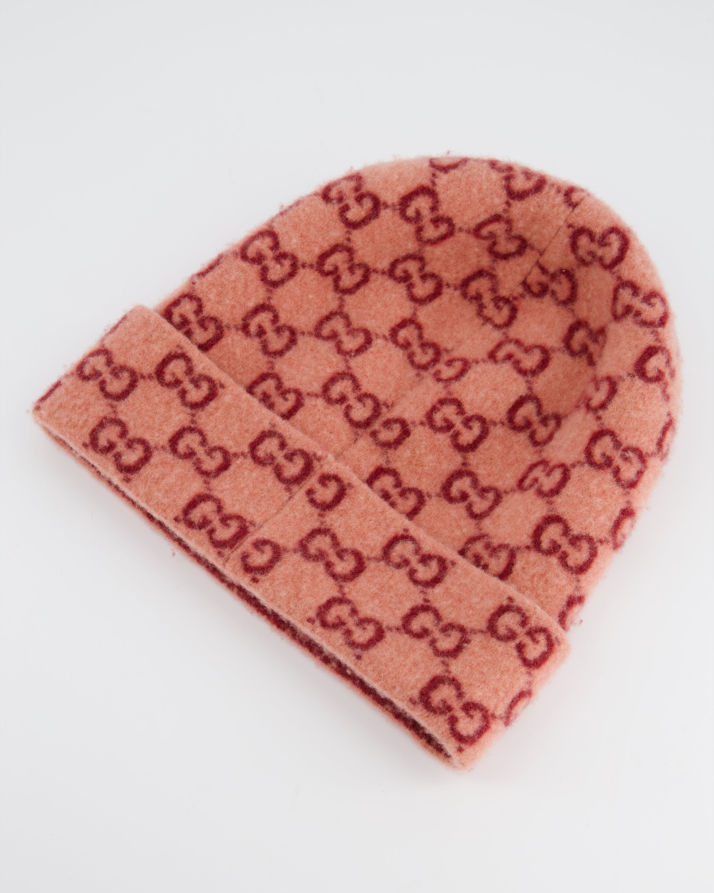 Gucci Pink GG Wool Beanie Hat Size M
