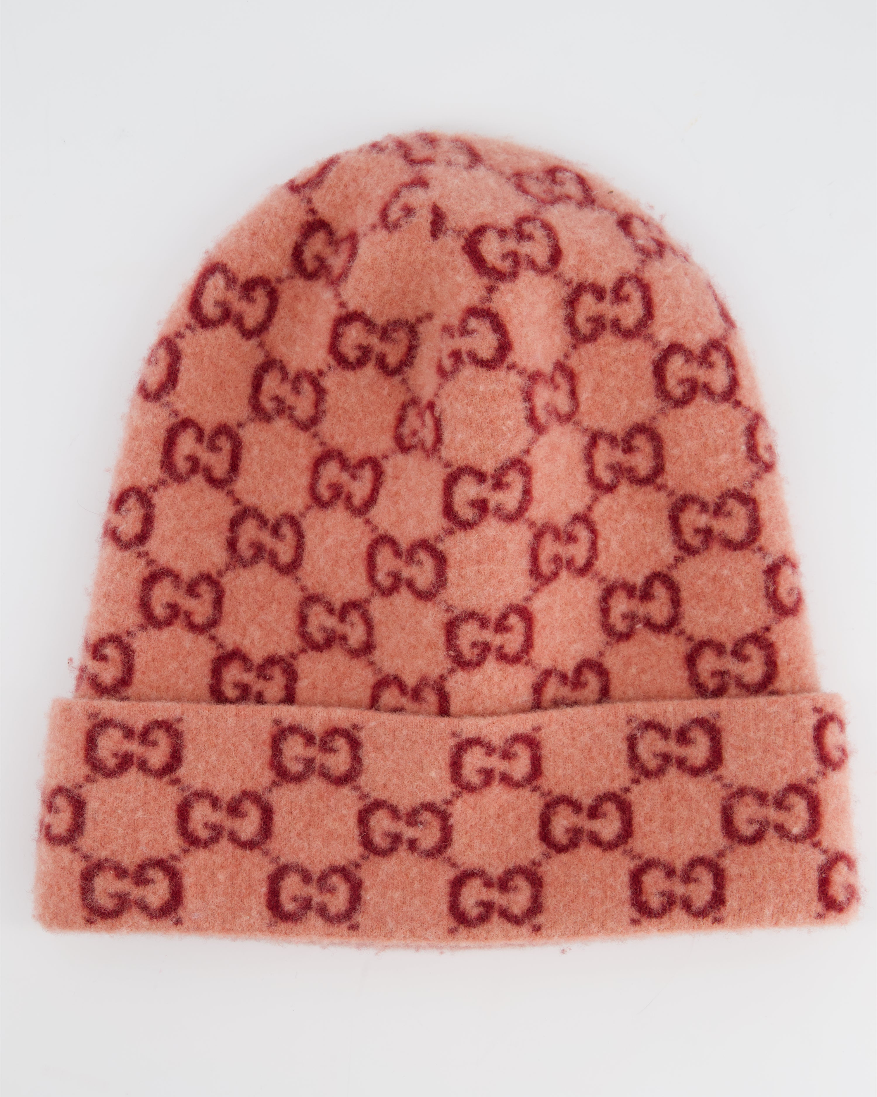 Gucci Pink GG Wool Beanie Hat Size M