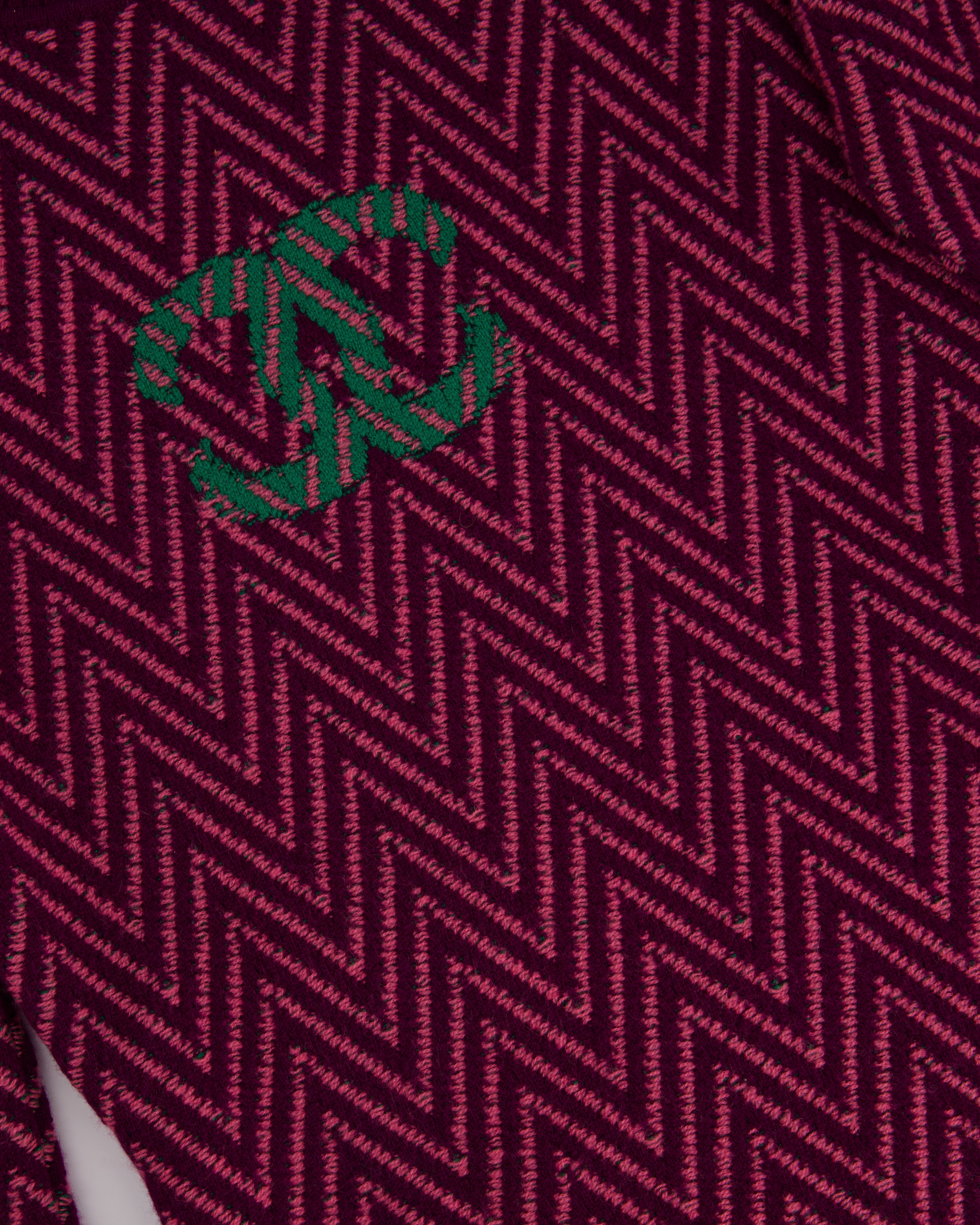 Chanel FW/21 Purple, Green Zig Zag Cashmere Dress with CC Logo Size FR 36 (UK 8)