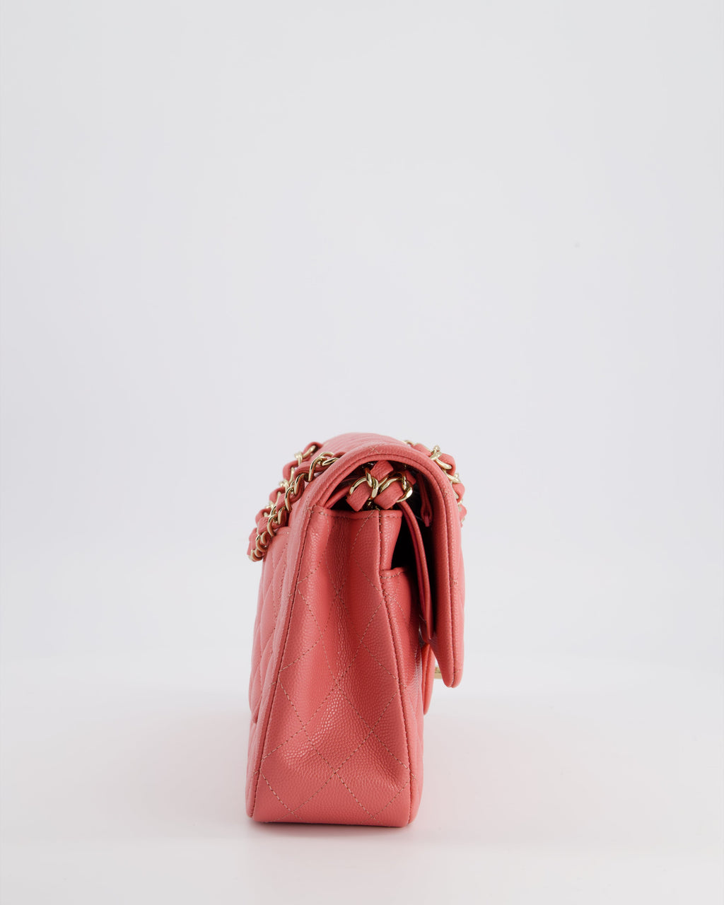 Chanel Medium Pink Classic Double Flap Bag in Caviar Leather with Gold Hardware