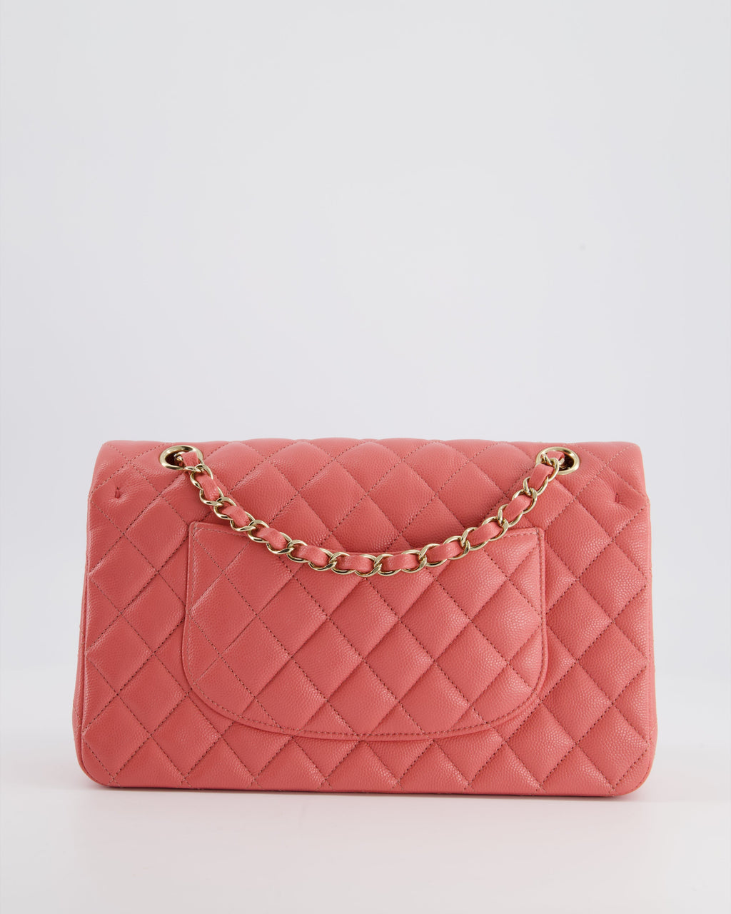 Chanel Medium Pink Classic Double Flap Bag in Caviar Leather with Gold Hardware
