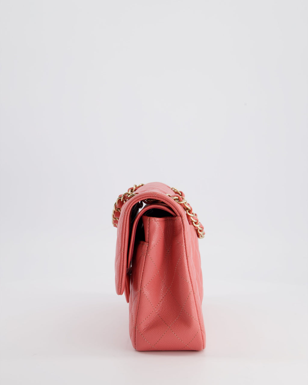 Chanel Medium Pink Classic Double Flap Bag in Caviar Leather with Gold Hardware