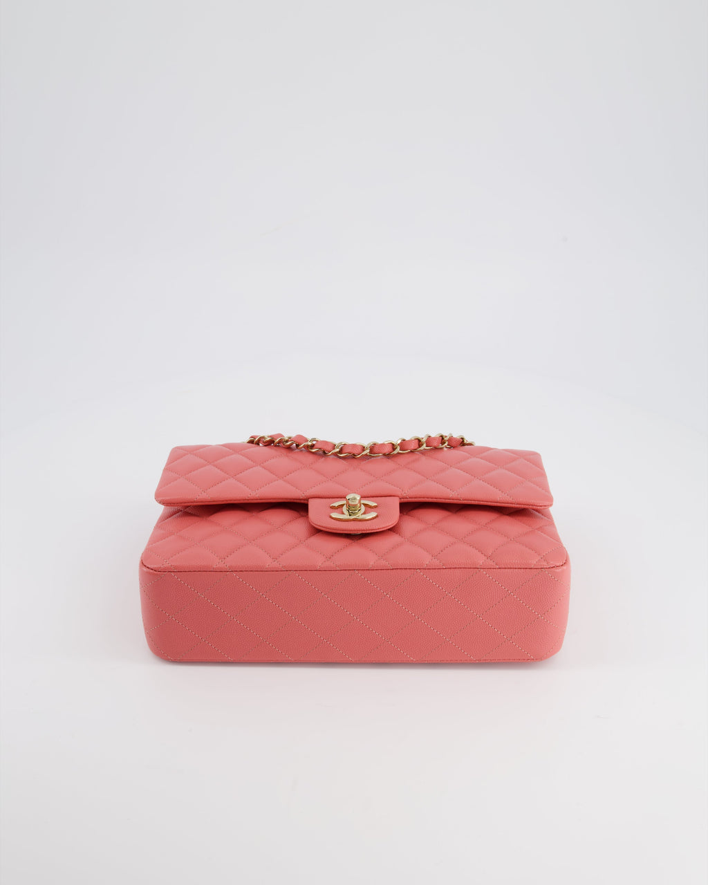 Chanel Medium Pink Classic Double Flap Bag in Caviar Leather with Gold Hardware