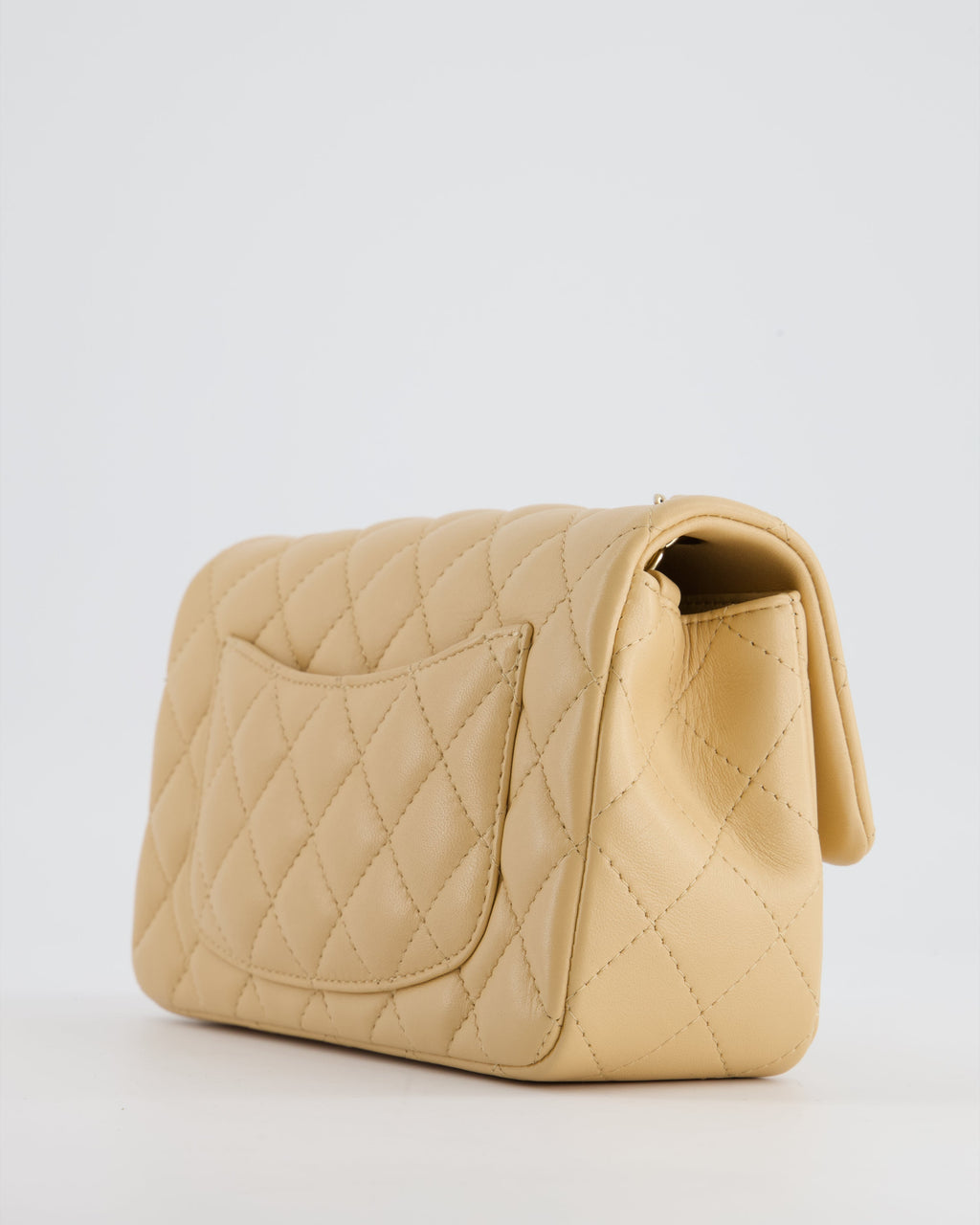 Chanel Beige Mini Rectangular Flap Bag in Lambskin Leather with Gold Hardware
