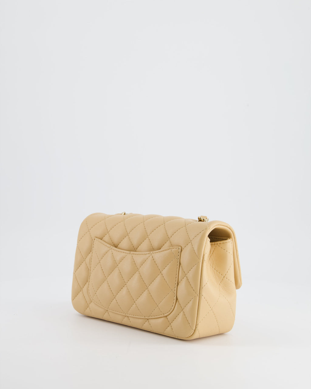 Chanel Beige Mini Rectangular Flap Bag in Lambskin Leather with Gold Hardware