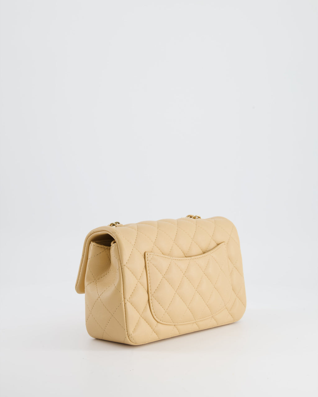 Chanel Beige Mini Rectangular Flap Bag in Lambskin Leather with Gold Hardware