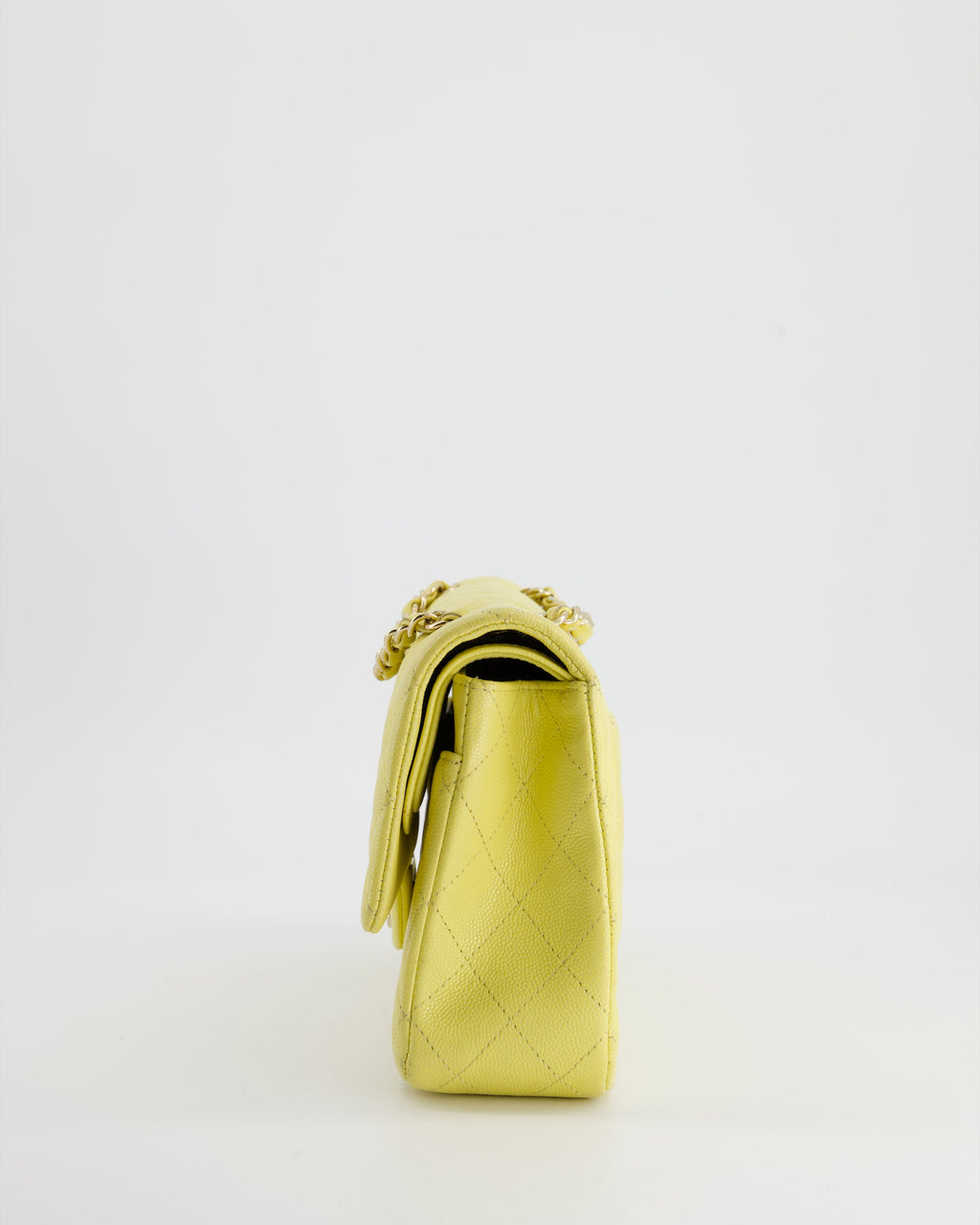 Chanel Sorbet Yellow Medium Classic Double Flap Bag in Caviar Leather with Champagne Gold Hardware