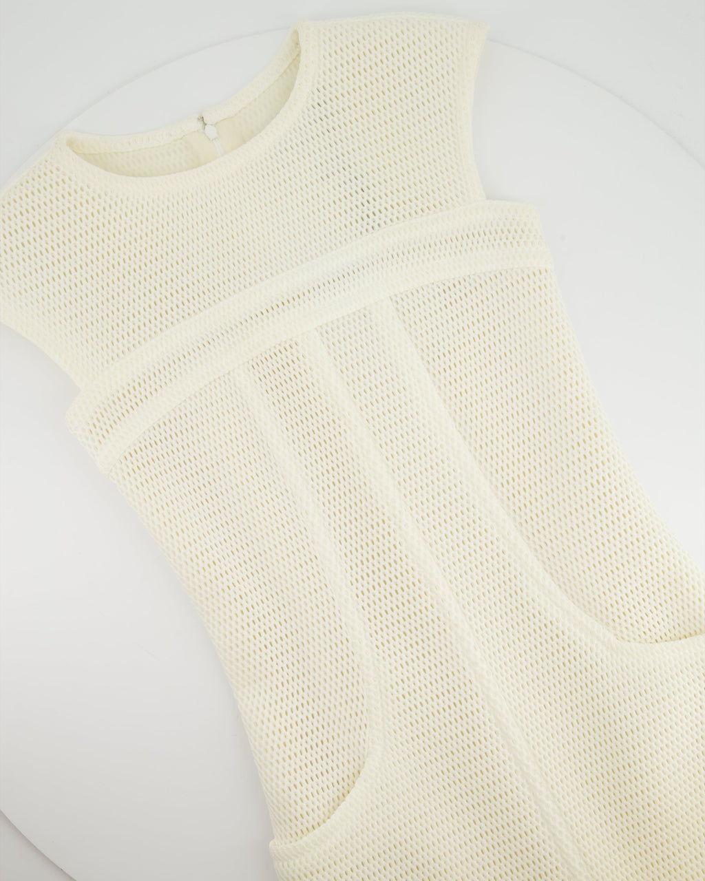 Chanel White Textured Sleeveless Mini Dress with Pocket Detail Size FR 34 (UK 6)