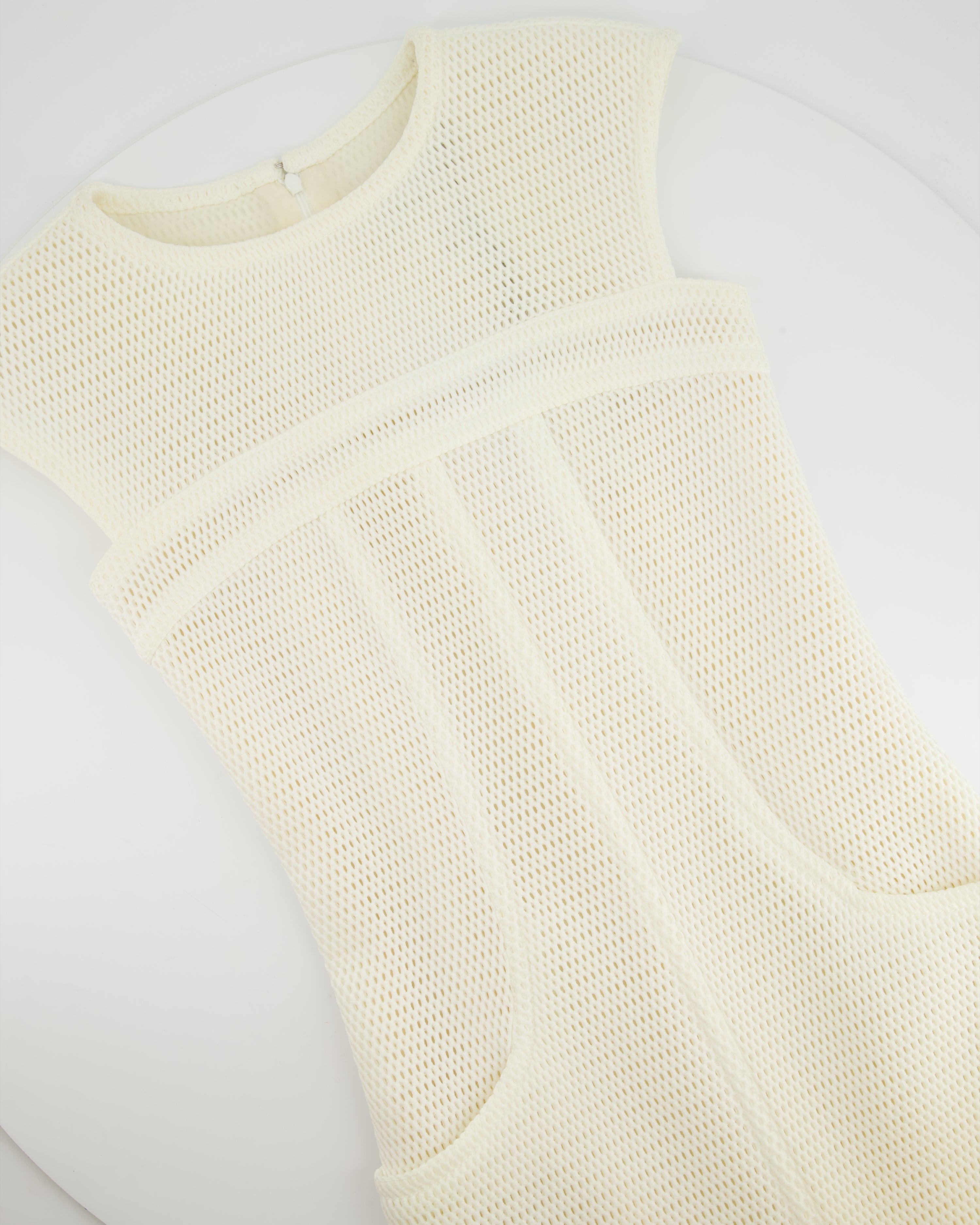 Chanel White Textured Sleeveless Mini Dress with Pocket Detail Size FR 34 (UK 6)