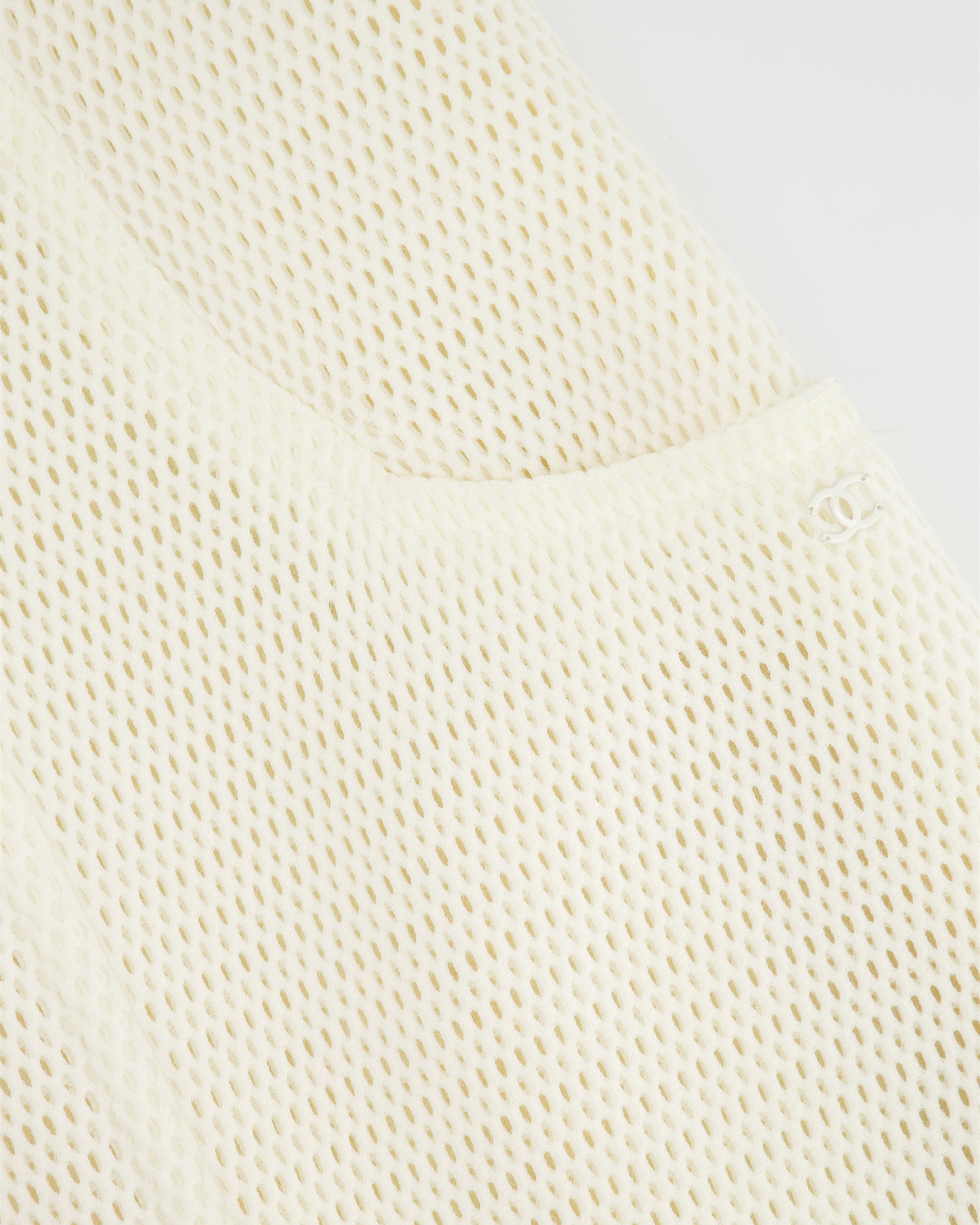Chanel White Textured Sleeveless Mini Dress with Pocket Detail Size FR 34 (UK 6)