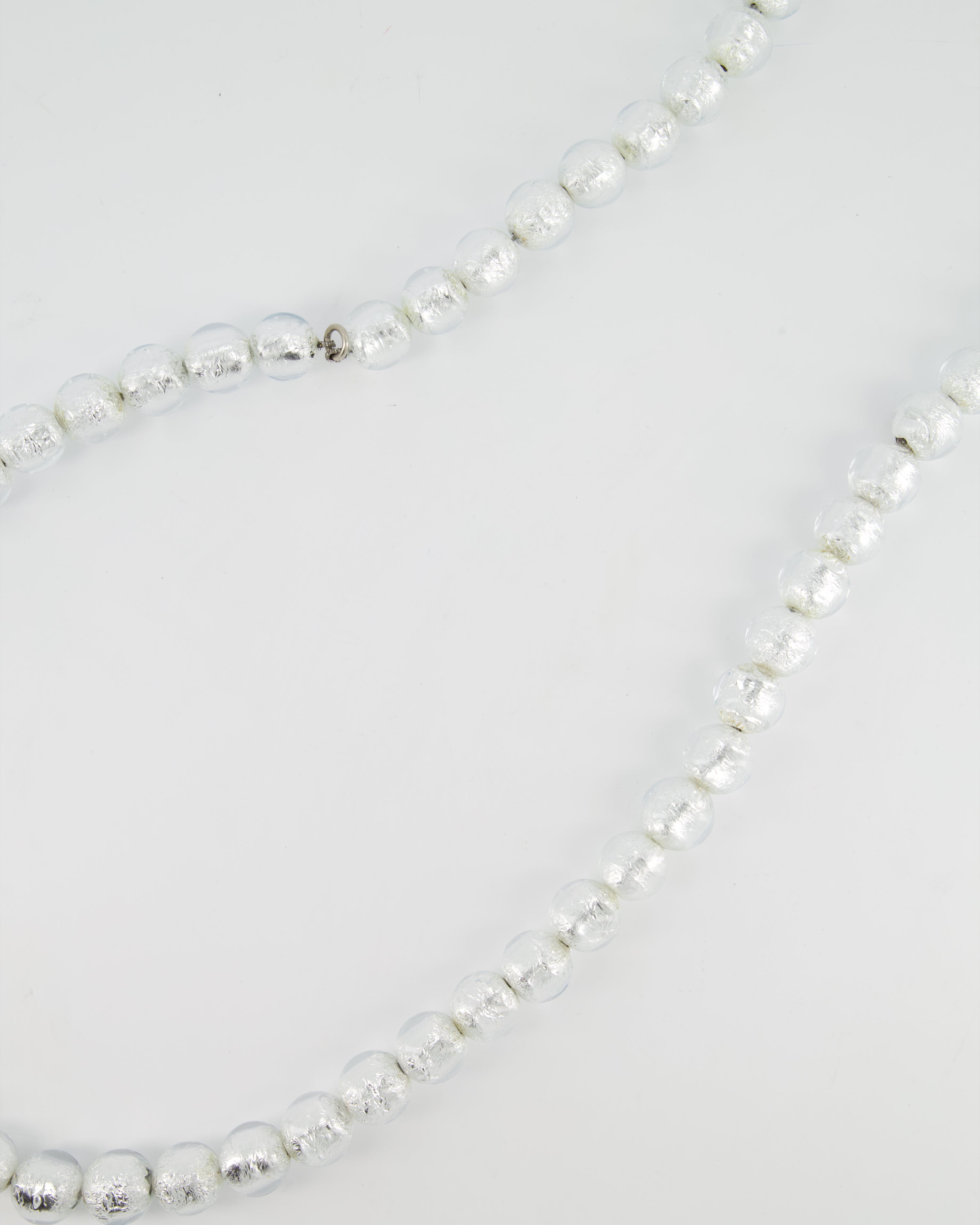 Chanel 99C Silver Metallic Foil and Acetate Beaded Belt with Brushed silver clasp Size 96cm