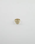 Chanel 19A Antique Champagne Gold Round Ring with Crystal CC Logo
