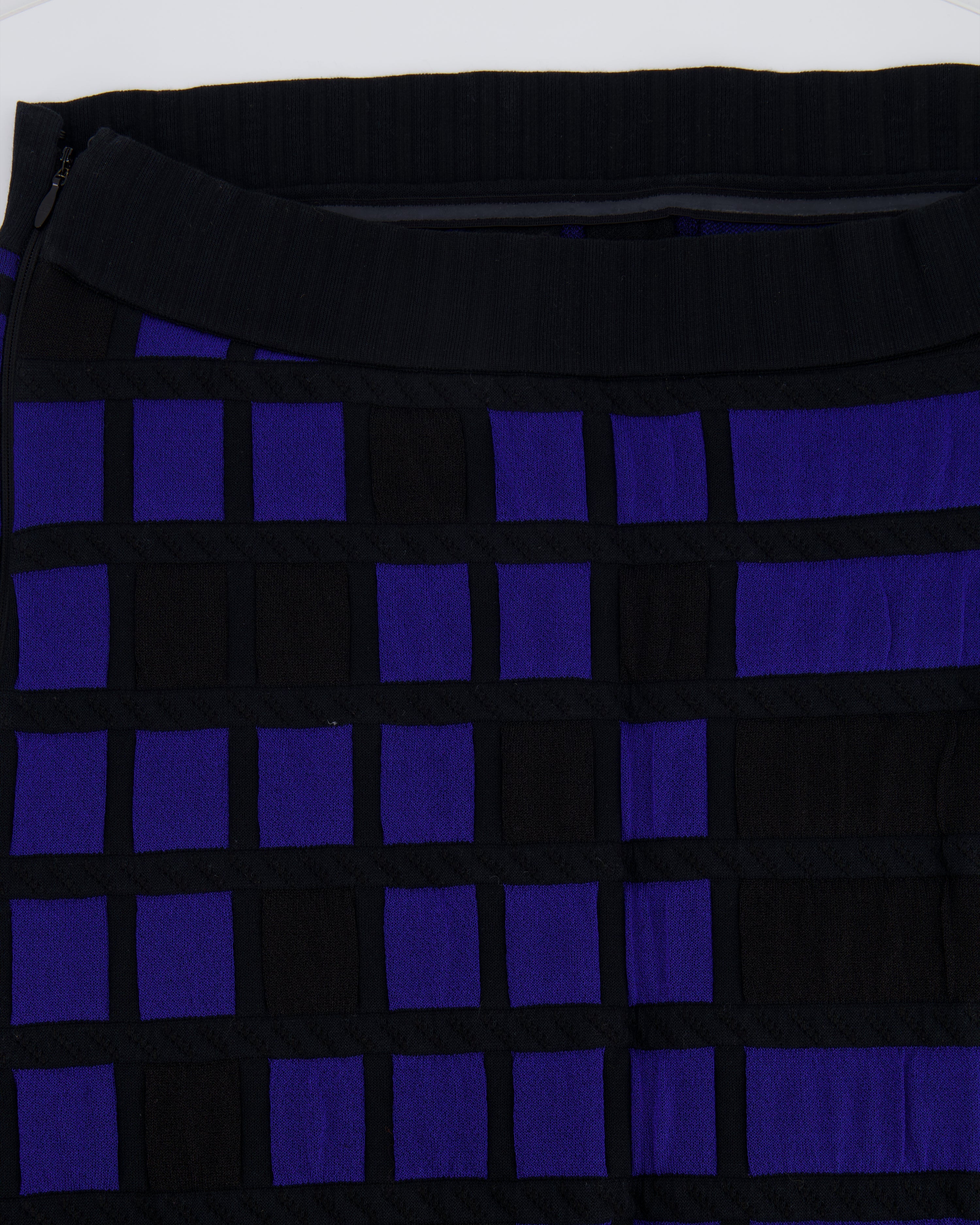 Chanel Spring 2013 Black and Electric Blue Checked Bandeau Dress Size FR 36 (UK 8)